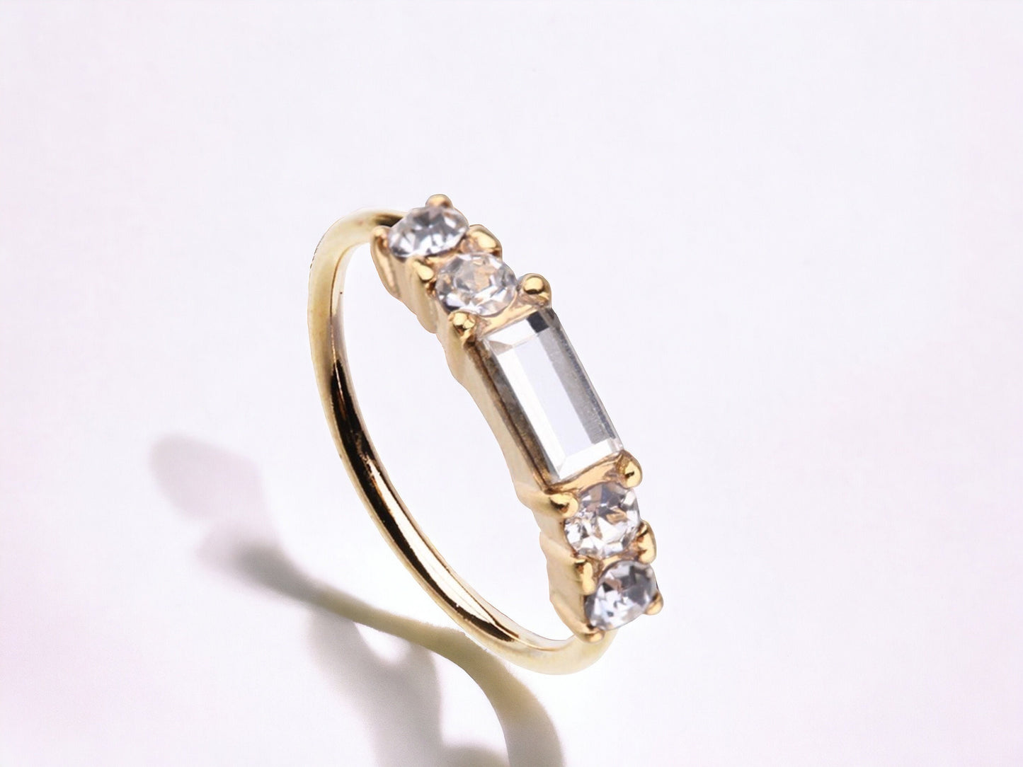 20g Gold Baguette Gem Simple Nose Ring. Cute sparkling bendable nose hoop. Nose piercing. Nose jewelry.