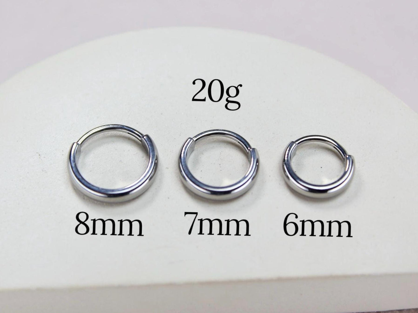 20g Titanium  Silver Chunky Nose Hoop Ring.