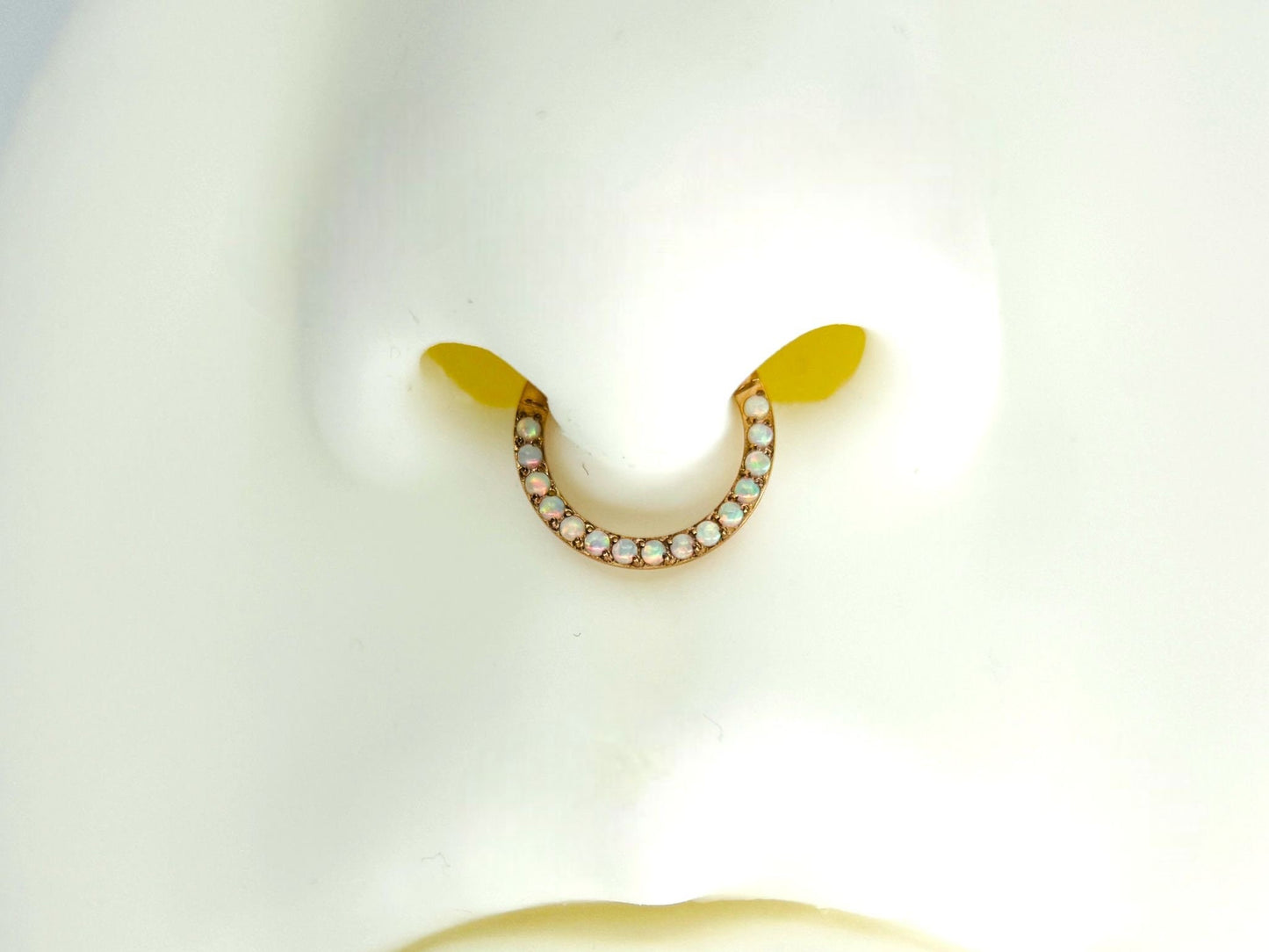 16g Rose Gold Titanium Segment Hoop Ring, Super Dainty Pearl Decor Front Septum Piercing Clicker Ring, Multiple Piercing Hoop Ring Jewelry