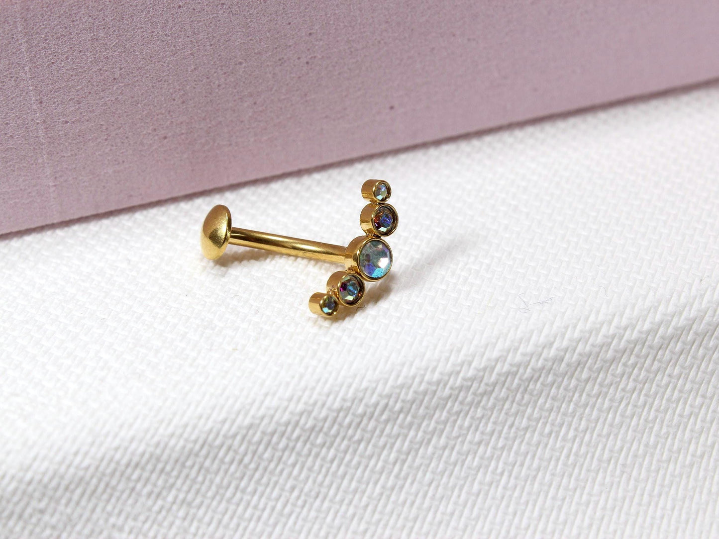 Gold 14G Threadless Belly Ring with Sparkling Top – Push-In Navel Piercing