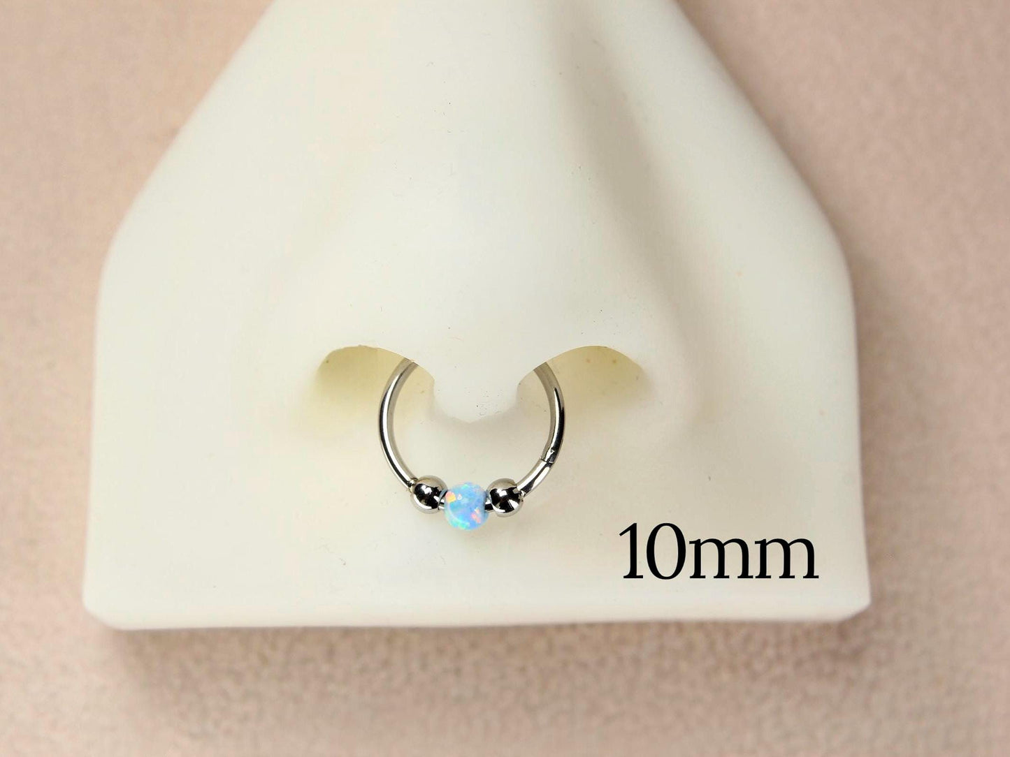 Titanium Opal Septum Nose Ring, 18G Opal Ball Septum Clicker Ring Piercing, Nose Piercing Body Jewelry