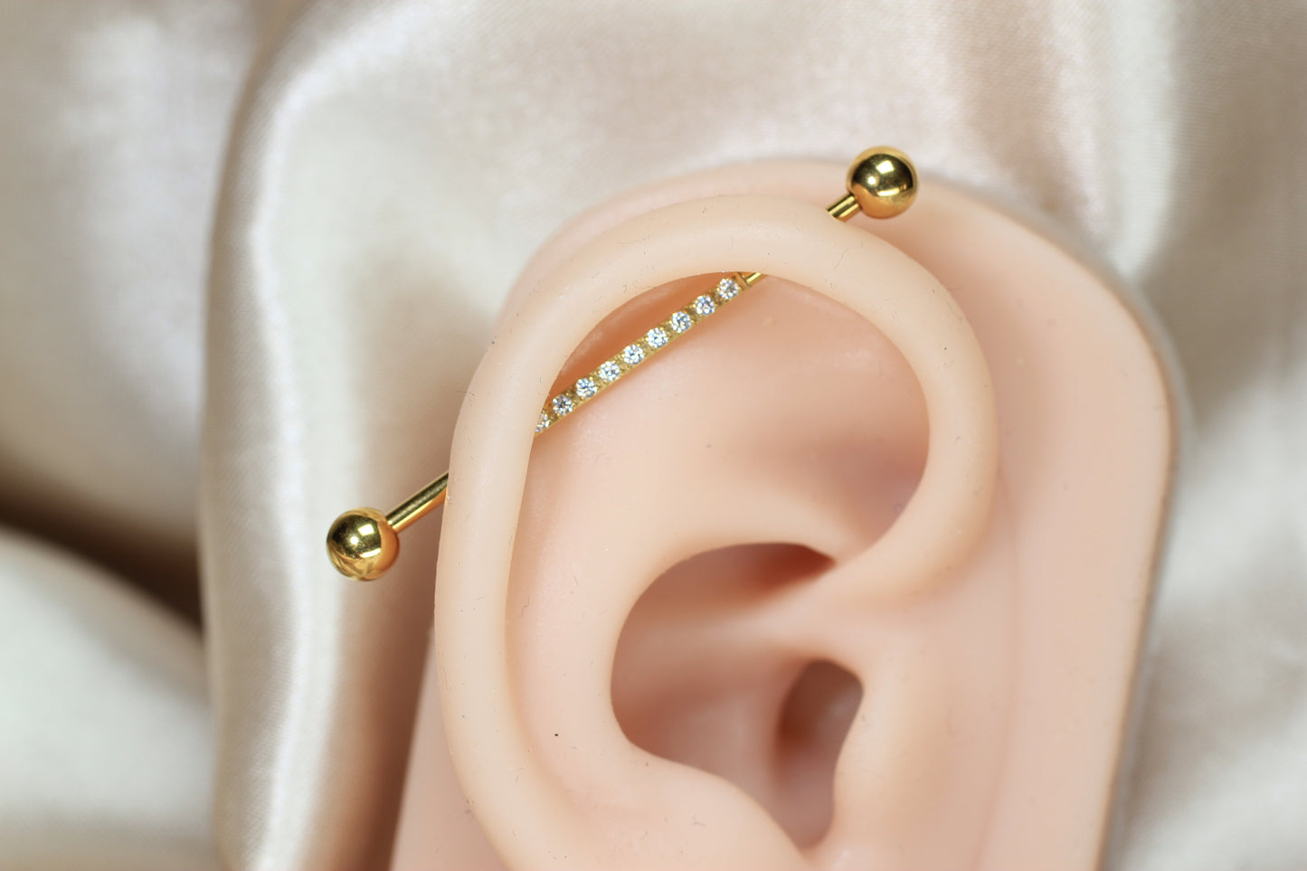 14G Titanium Industrial Barbell with CZ.