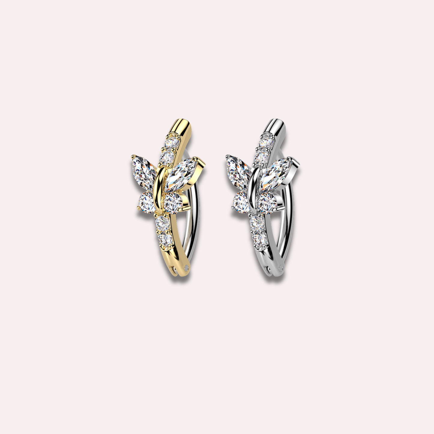 Butterfly Belly Clicker Ring CZ Navel Ring Gold Silver.
