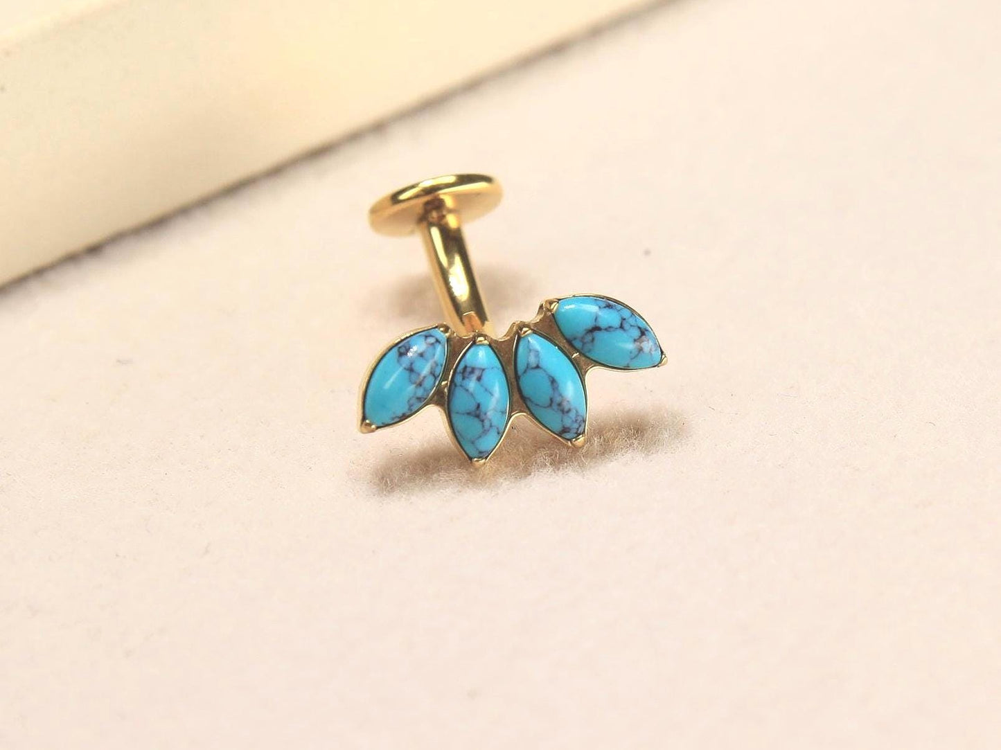 14G Titanium Belly Button Ring, Natural Stone Threadless Push In Belly Ring Piercing, Floating Navel Ring Jewelry