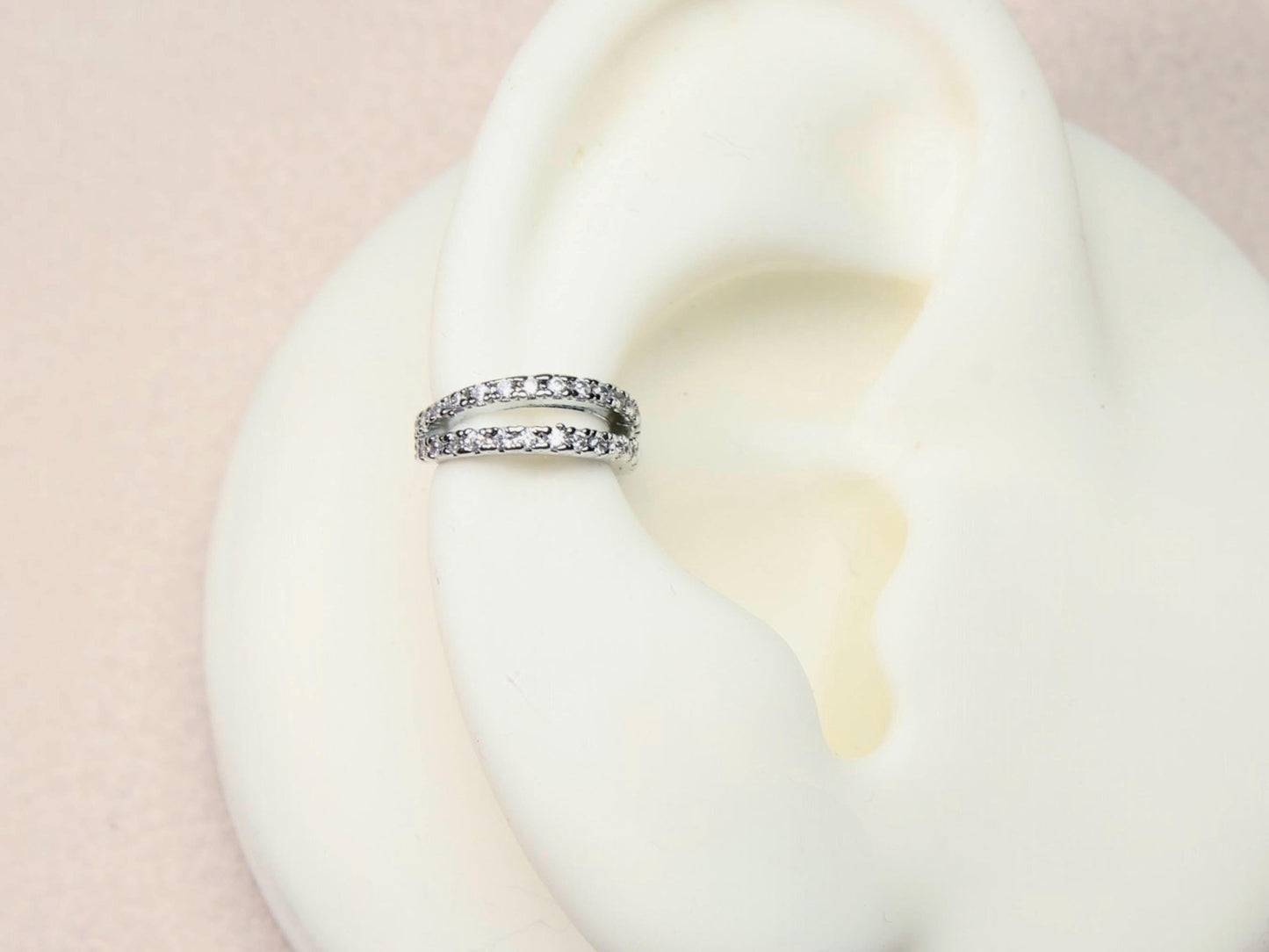 Dainty Nose Hoop Ring, 20G Silver Double line Sparkle Gem Bendable Nose Ring, Nose Piercing Jewelry, Cartilage Piercing, Body Jewelry