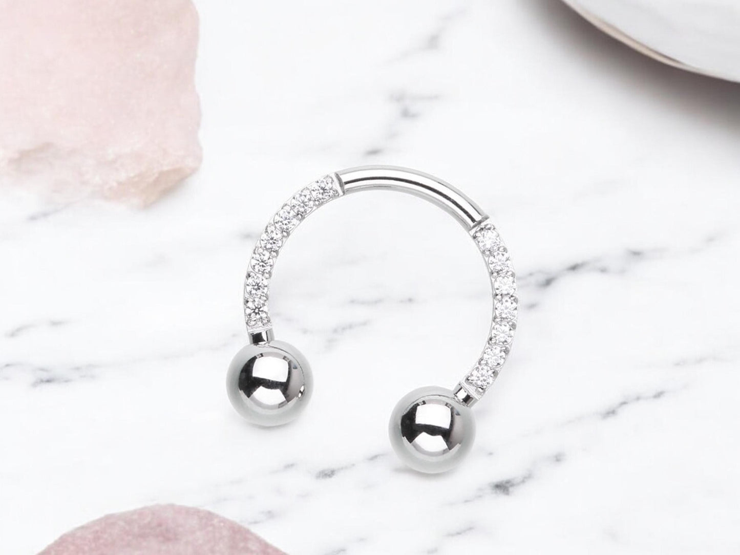 16g Silver Titanium Horseshoe Septum Ring, Implant Grade Titanium Septum Piercing, Hypoallergenic Septum Body Jewelry