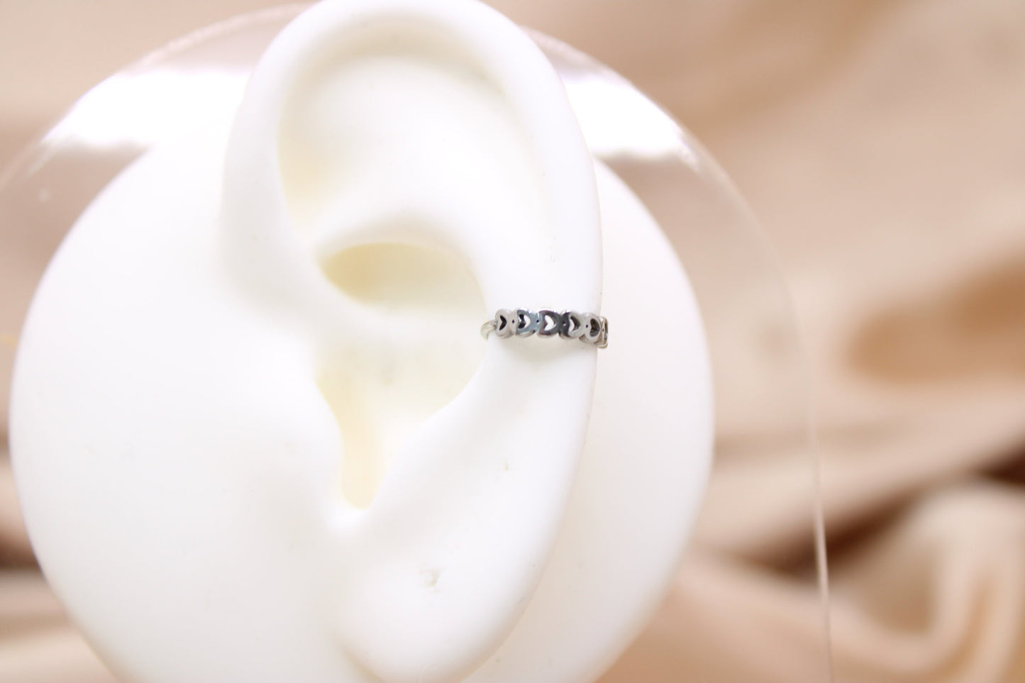 Heart Nose Ring, Multiple Linked Heart Nose Piercing Hoop Ring, 20g Nose Piercing Body Jewelry