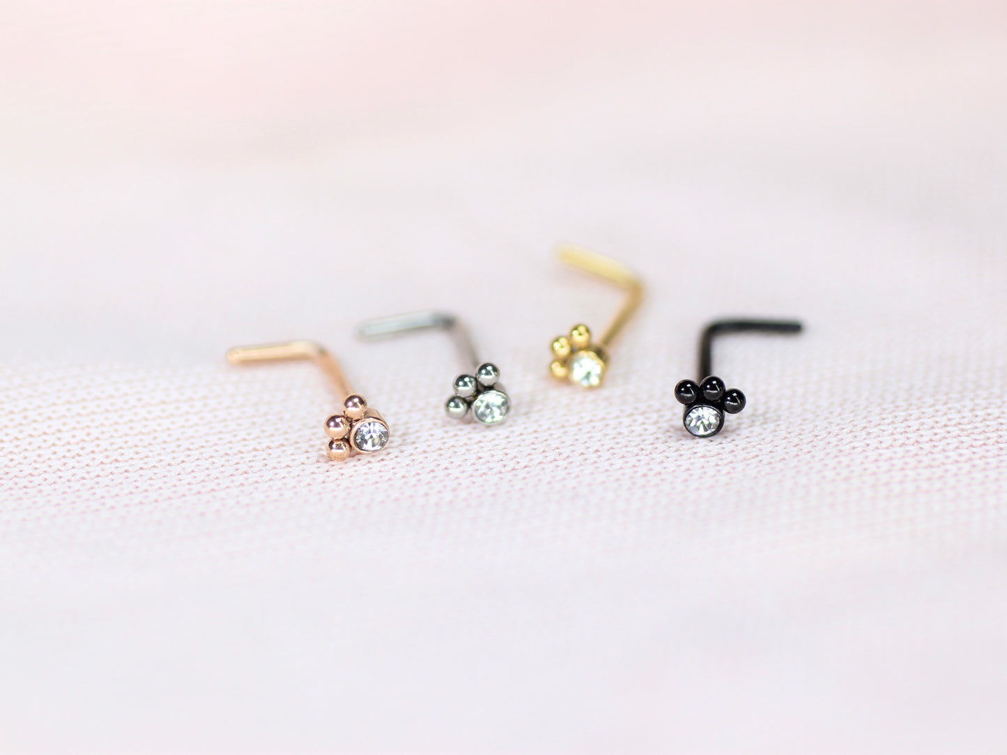 20G Paw Nose Stud – L Shape Nose Piercing Ring, Dainty Paw Print Nose Stud Jewelry.