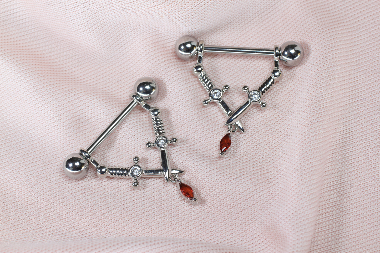 14G Silver Dagger Nipple Barbell – Dangling Sword Nipple Piercing Jewelry | Minimalist Body Jewelry.