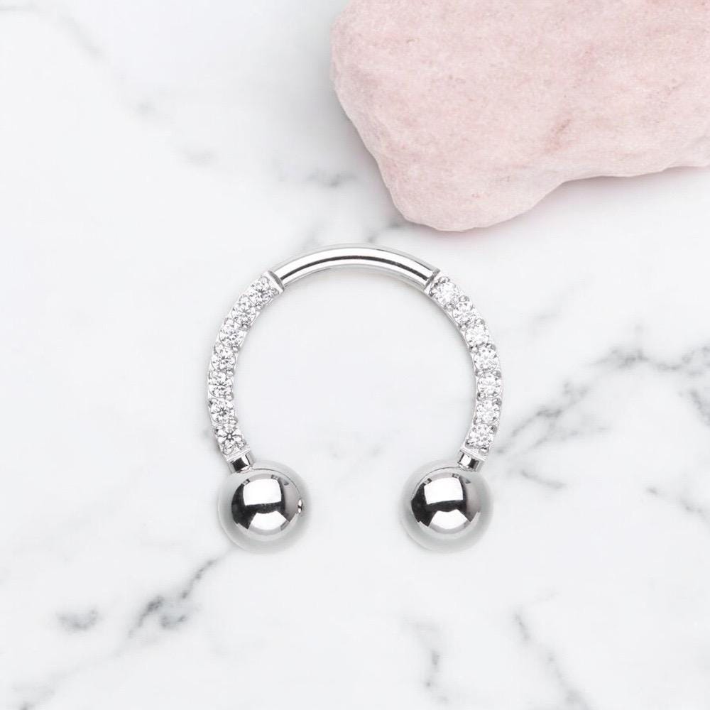 16g Silver Titanium Horseshoe Septum Ring, Implant Grade Titanium Septum Piercing, Hypoallergenic Septum Body Jewelry