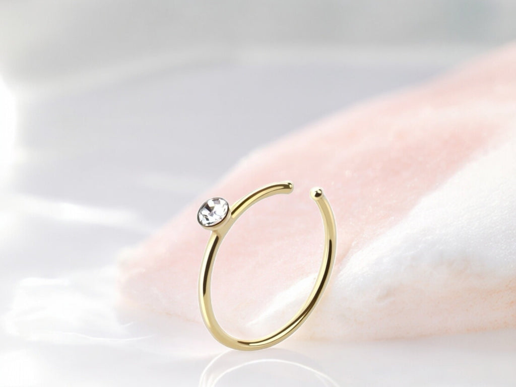 Single Stud Nose Hoop, Bendable Gold Nose Hoop Ring, 20g Thin Nose Hoop Ring Nose Piericng Jewelry