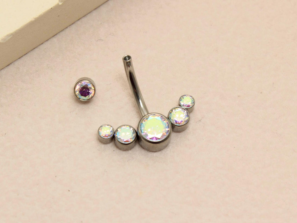 Titanium Belly Button Ring, 14G  Sparkling Gem Belly Ring, Navel Piercing Jewelry, Body Jewelry, Curved Navel Bar, Titanium Jewelry