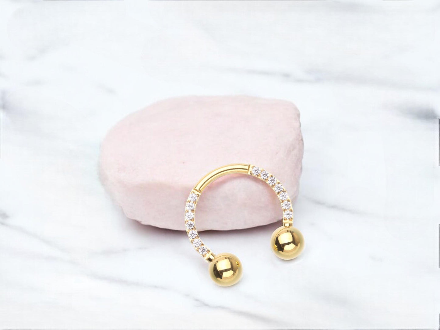 16g Gold Horseshoe Septum Ring, Implant Grade Titanium Septum Piercing, Dainty Nose Jewelry, Hypoallergenic Body Jewelry.
