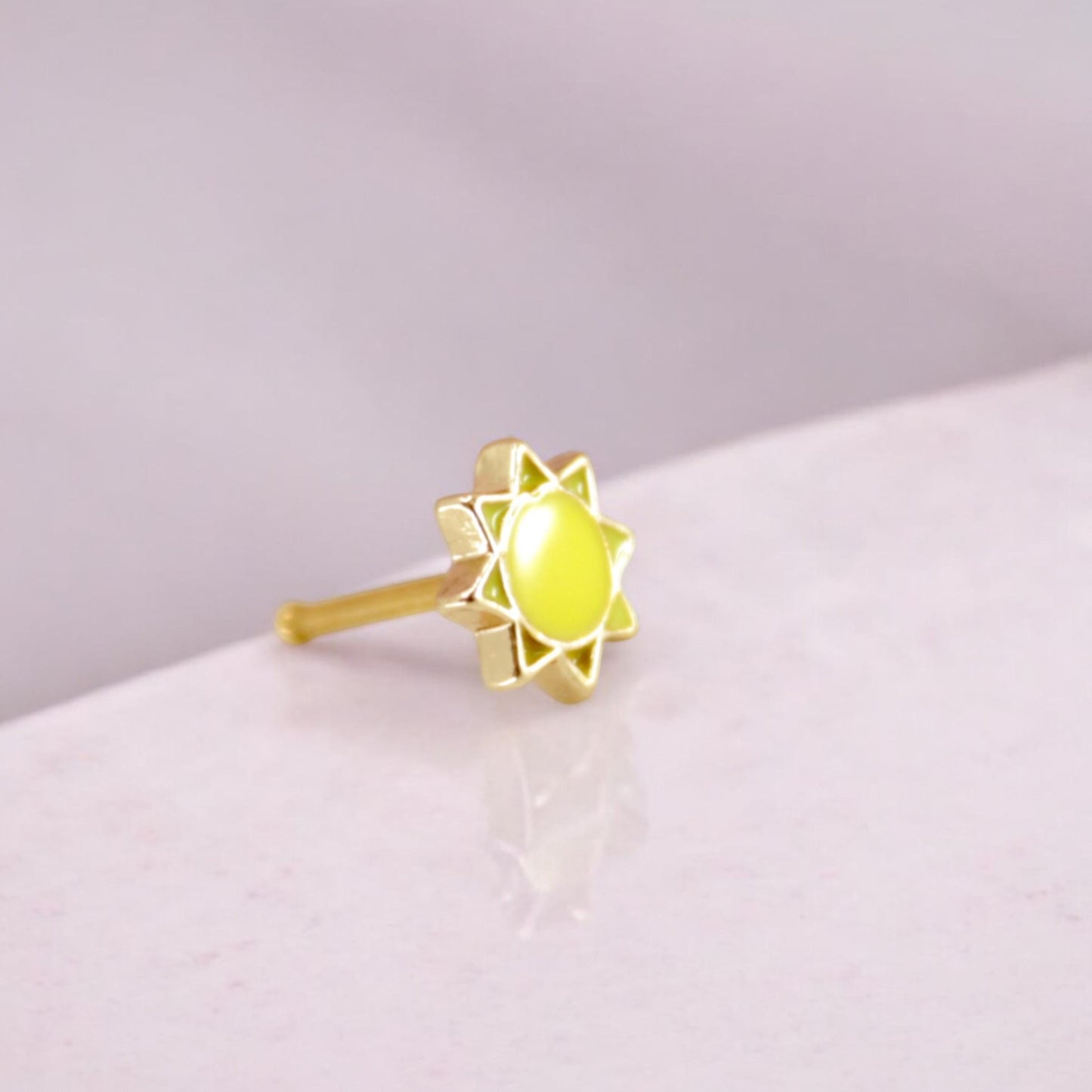 20g Nose Stud, Yellow Sun Top Nose Piercing Ball End Stud, 8mm Nose Bone Stud, Thin Nose Bone Stud, Gold Nose  Piercing Body Jewelry.