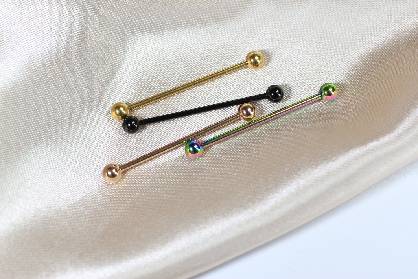 Titanium Industrial Barbell Piercing.