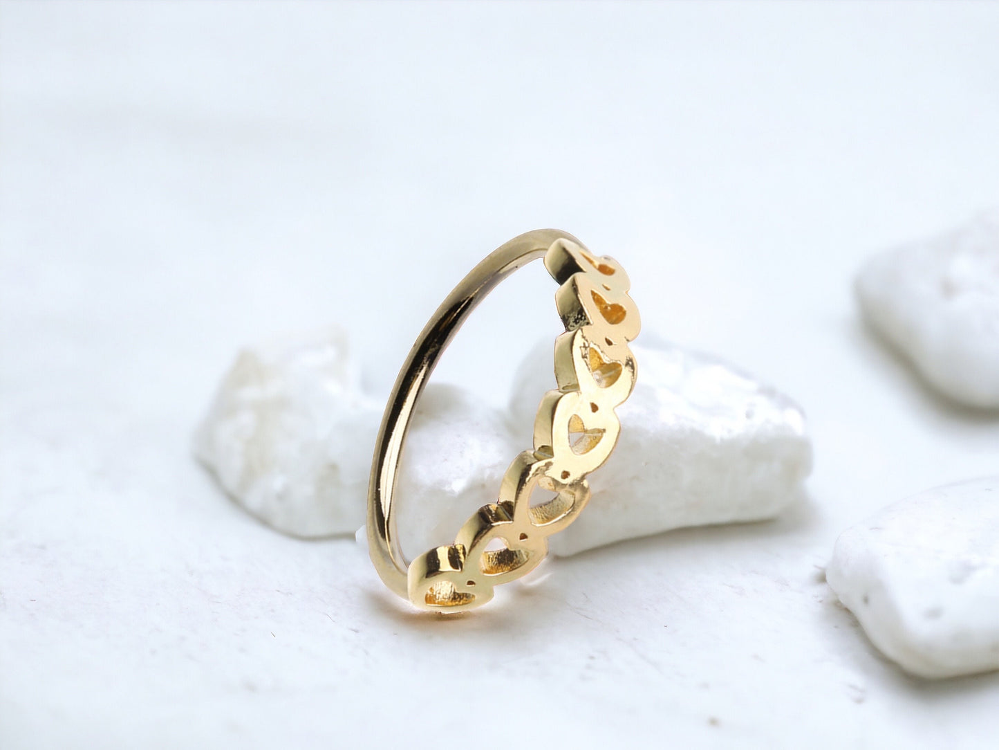 Heart Nose Ring, Multiple Linked Heart Nose Piercing Hoop Ring, 20g Nose Piercing Body Jewelry