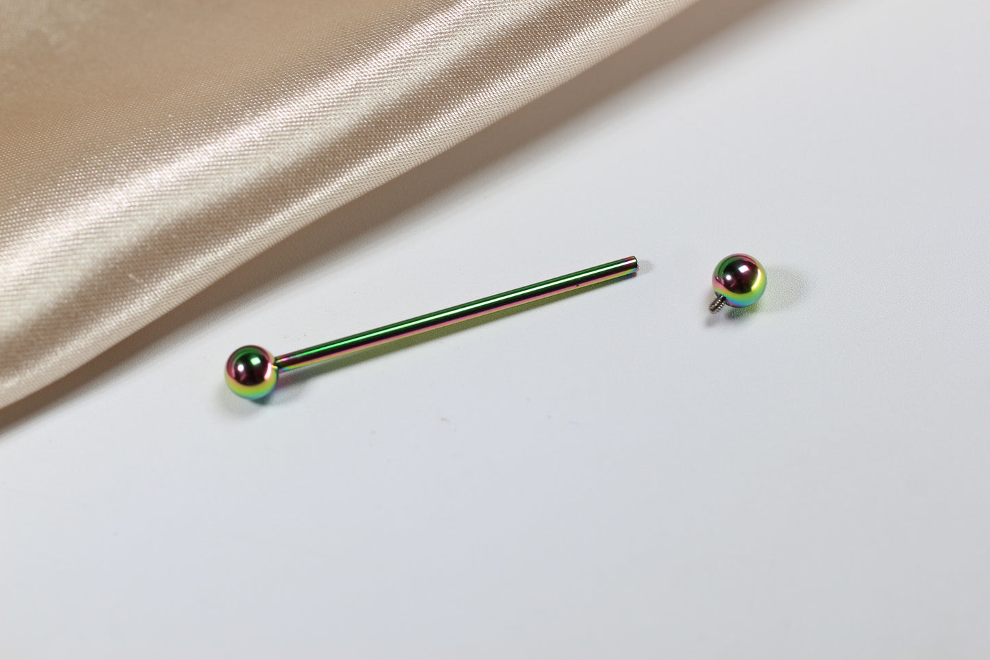 Titanium Industrial Barbell Piercing.