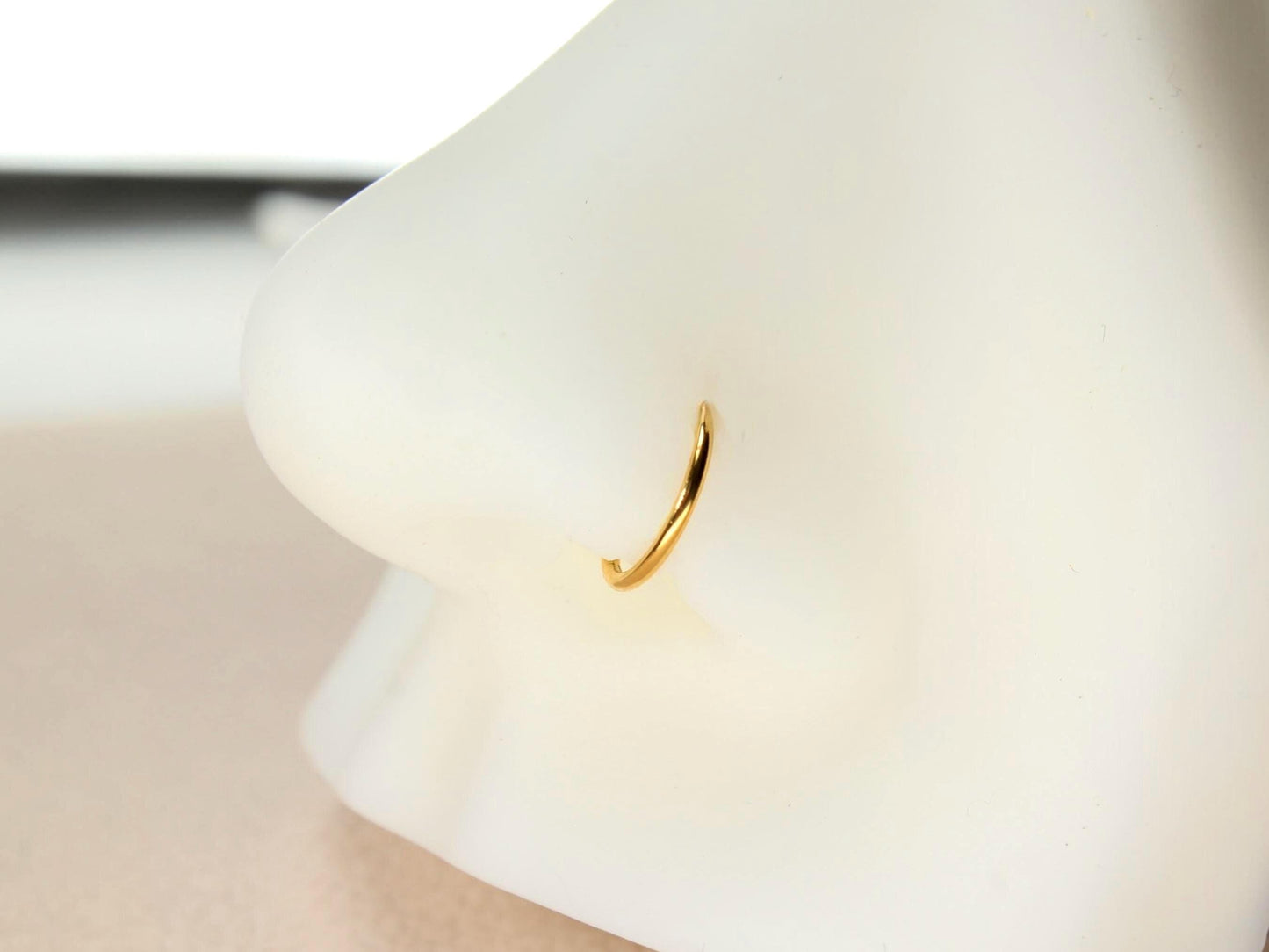 Titanium Nose Hoop Clicker Ring, 20g Dainty Gold Nose Ring Piercing, Plain Gold Nose Ring, Minimalist Body Jewelry