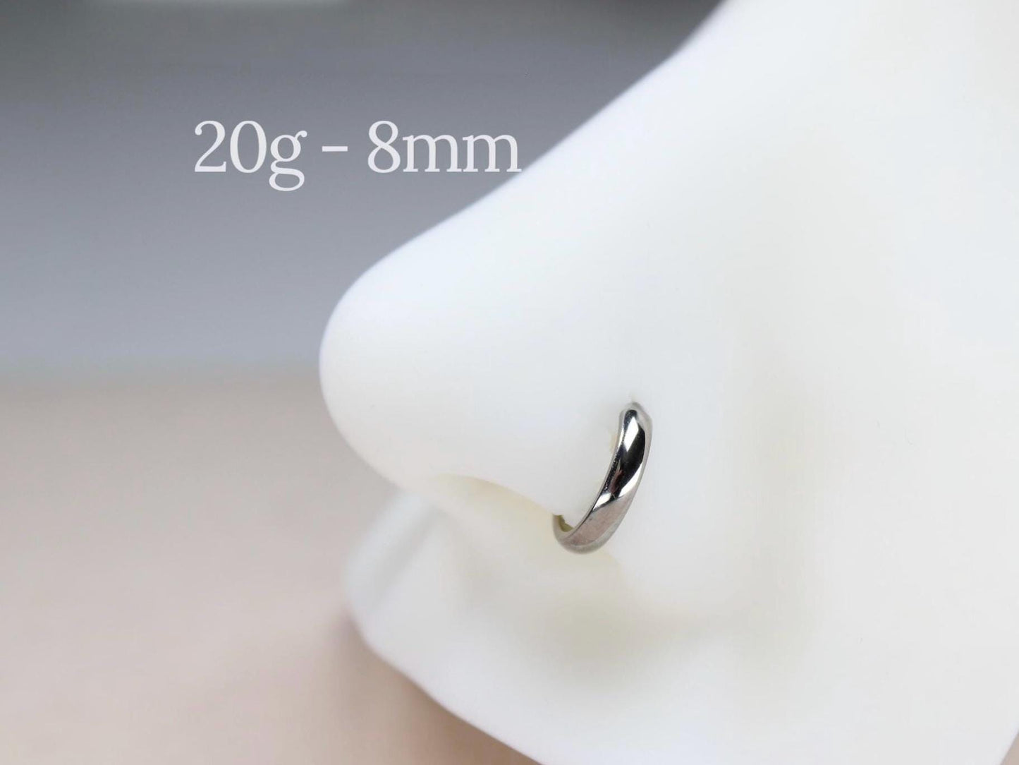 20g Titanium  Silver Chunky Nose Hoop Ring.