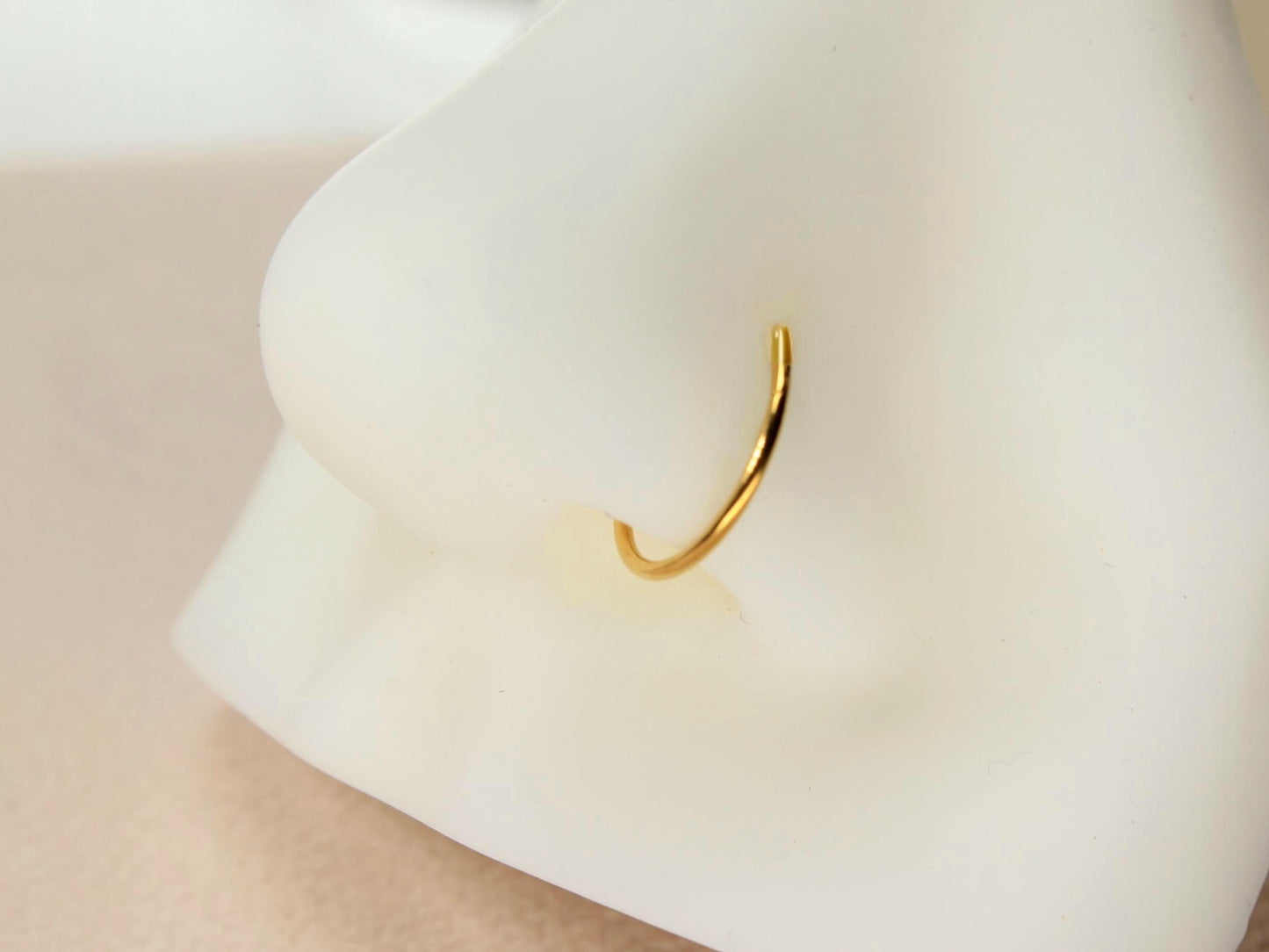 Titanium Nose Hoop Clicker Ring, 20g Dainty Gold Nose Ring Piercing, Plain Gold Nose Ring Body Jewelry