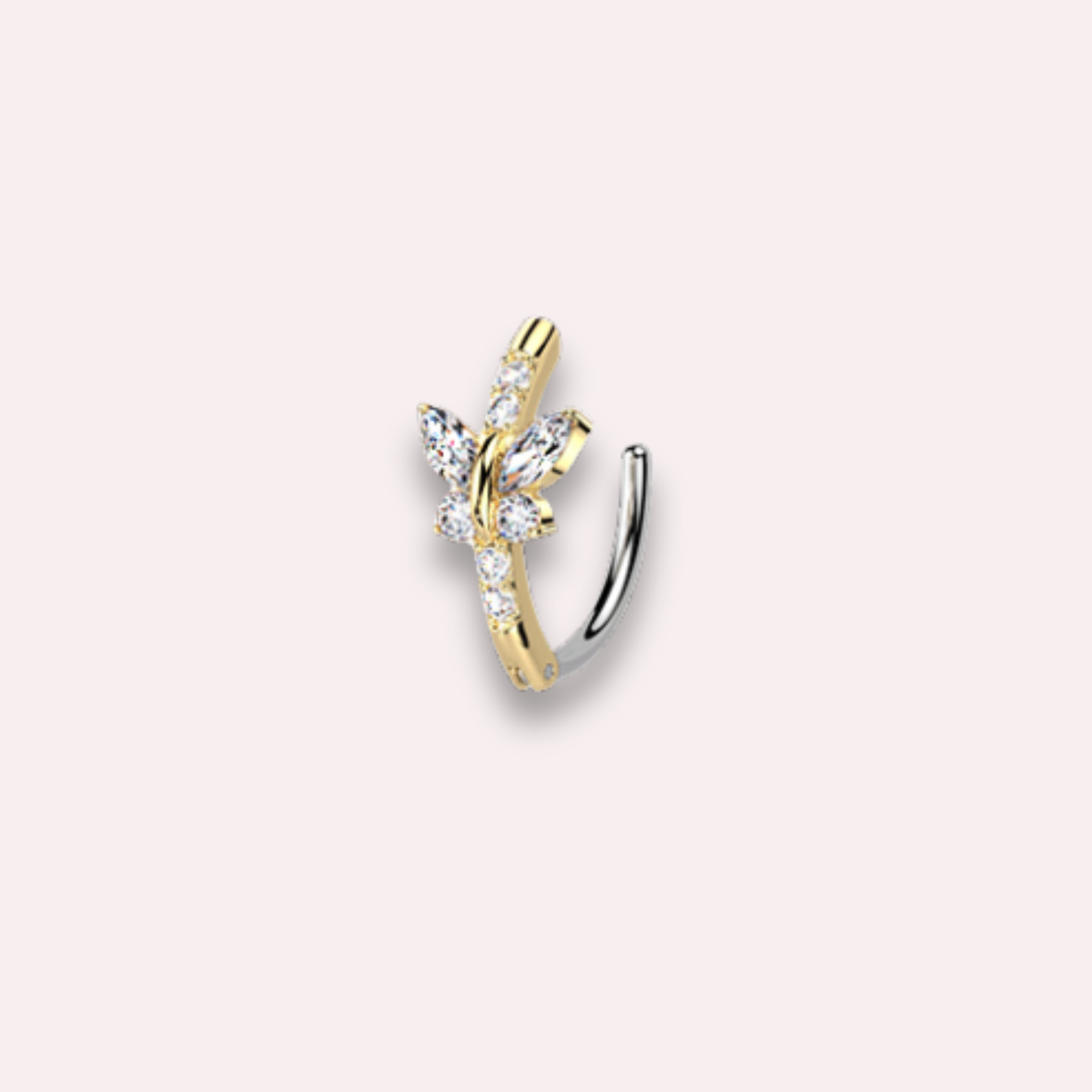 Butterfly Belly Clicker Ring CZ Navel Ring Gold Silver.