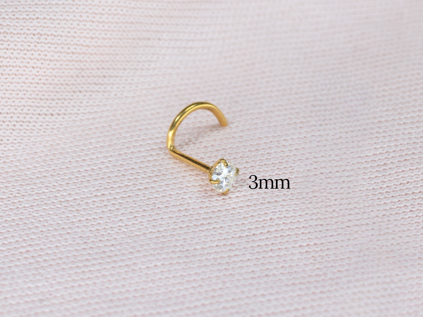 20G Moissanite Diamond Nose Stud – Implant Grade Titanium Gold Corkscrew Nose Stud, Dainty Diamond Nose Piercing Jewelry.