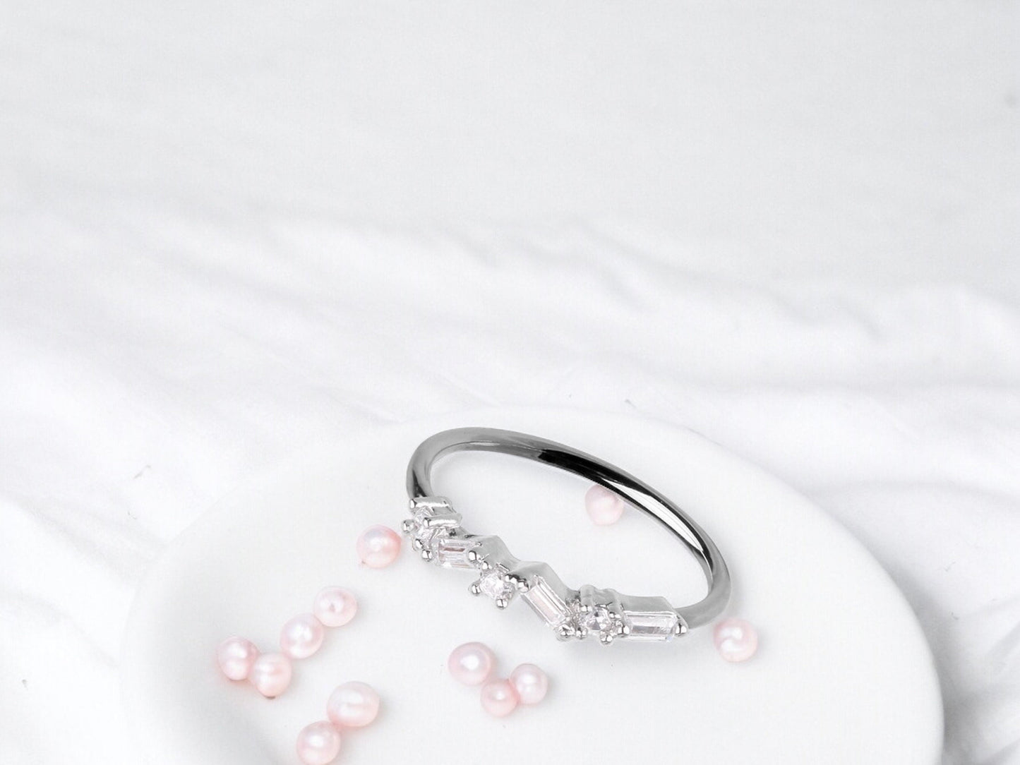 20g Silver Baguette Gem Nose Ring Hoop. Bendable nose ring. Nose Piercing jewelry.