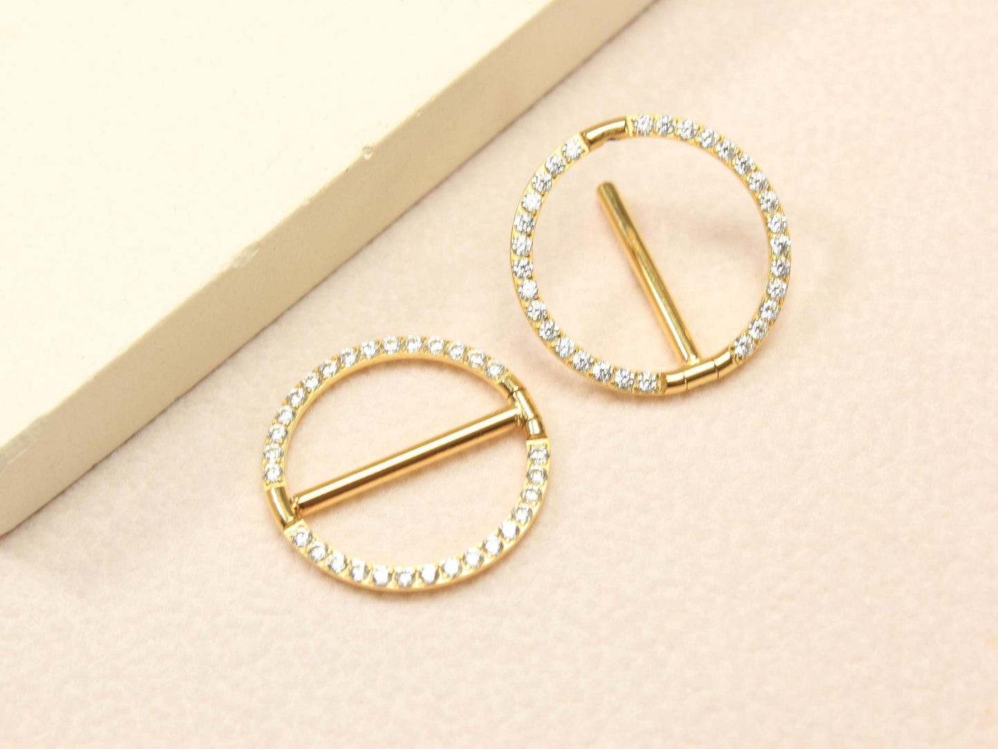 Gold Nipple Clicker Ring, 14g Titanium Round Nipple Ring Piercing, Dainty Nipple Barbell, Minimalist Body Piercing Jewelry