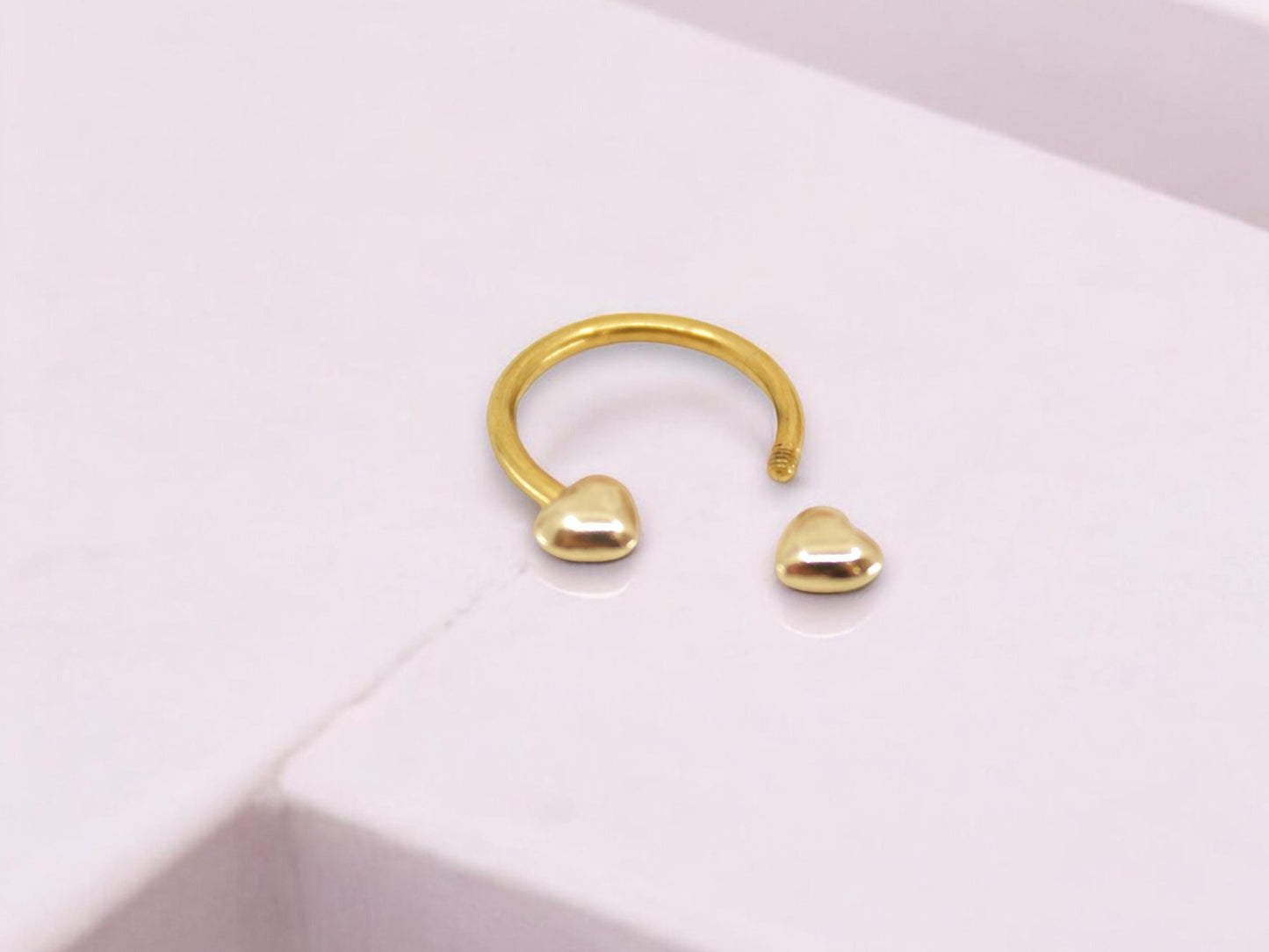 16G Heart Horseshoe Septum Ring, Gold Heart Septum Ring Piercing, Minimalist 10mm Septum Horseshoe Ring Jewelry, Nose Piercing  Body Jewelry