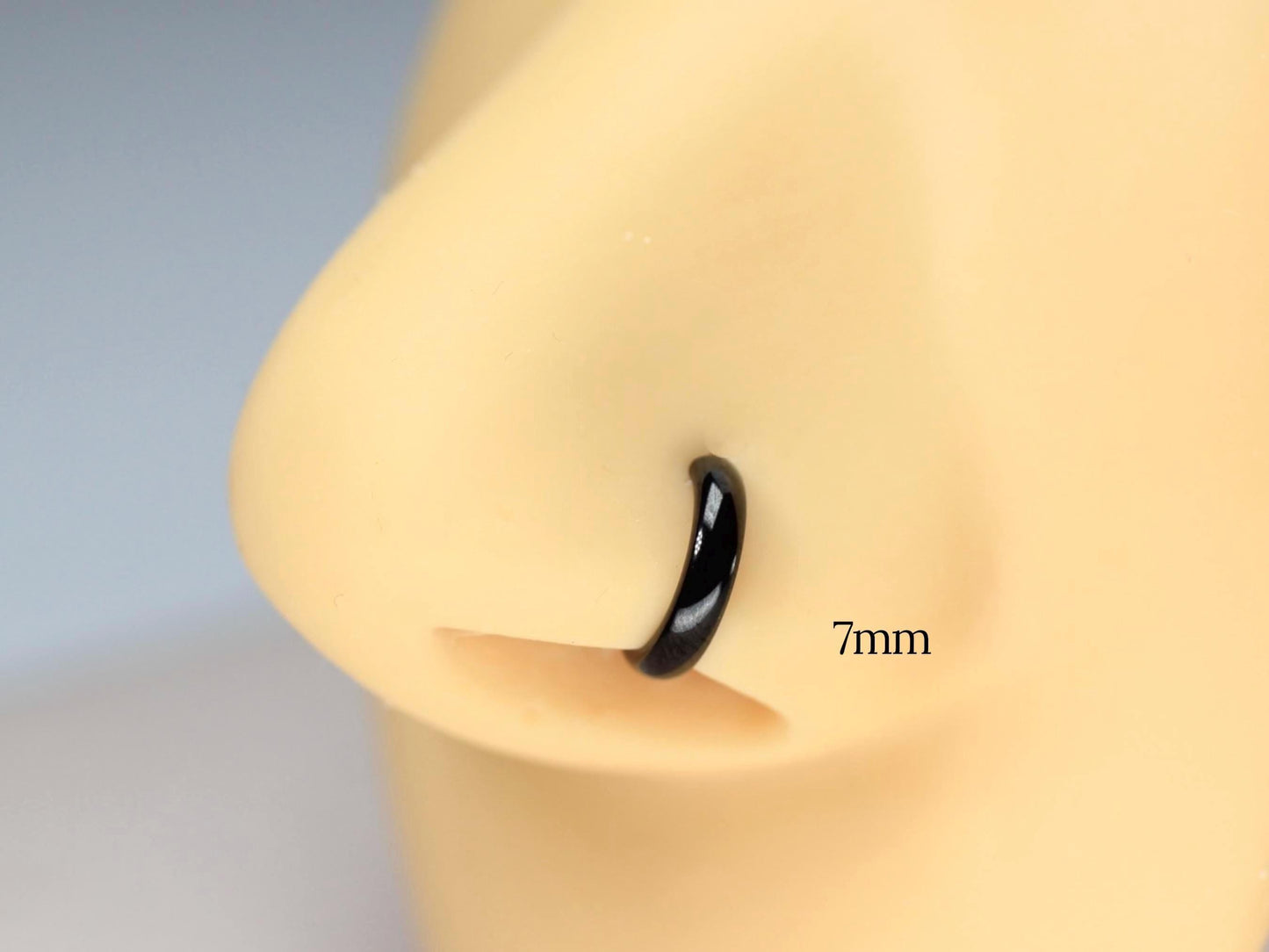 20g Chunky Nose Ring, Implant Grade Titanium Black Thick Nose Hoop Clicker Ring Piercing, Minimalist Body Jewelry