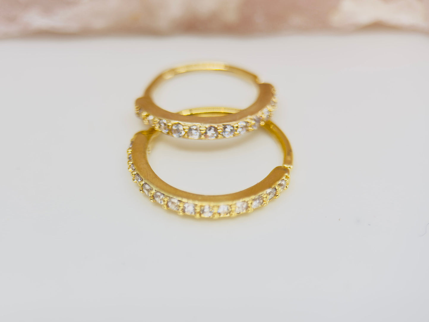 20g Gold Nose Ring, Simple Style Sparkle CZ Bendable Nose Hoop, Nose Piercing Jewelry Ring, Cartilage Earring, Multipurpose Hoop Ring