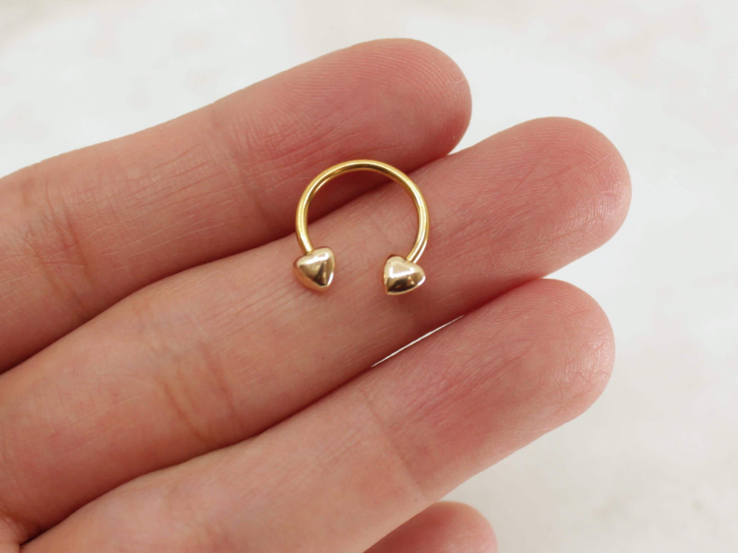 16G Heart Horseshoe Septum Ring, Gold Heart Septum Ring Piercing, Minimalist 10mm Septum Horseshoe Ring Jewelry, Nose Piercing  Body Jewelry
