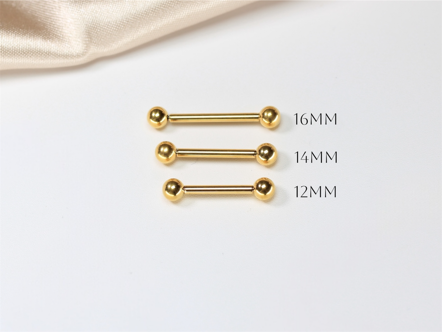Gold Titanium Thread-less Push In Nipple Barbell.