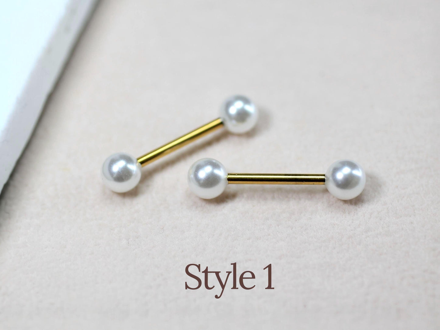 14g White Pearl Nipple Barbell, Cute Pearl Ball Nipple Ring Piercing , Surgical Steel Jewelry, Custom Body Jewelry