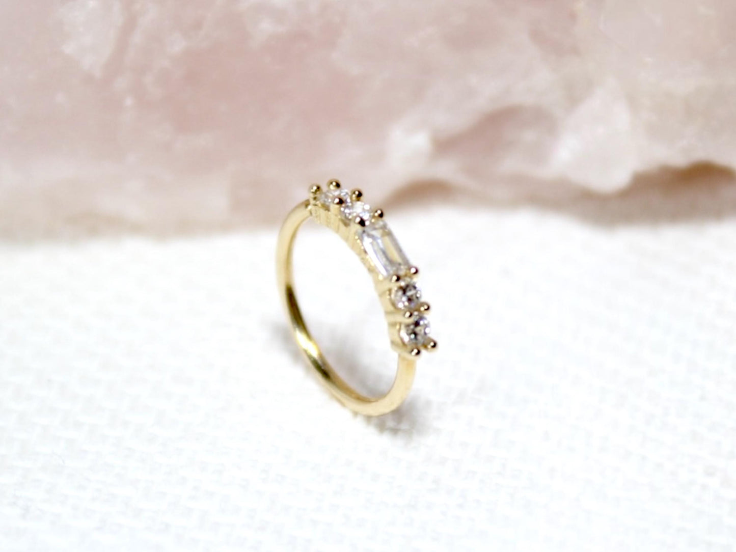 14K Gold Baguette Nose Ring, 20g Dainty Crystal Gold Nose Hoop Ring Jewelry, Minimalist Bendable Nose Piercing Jewelry, Gold Jewelry