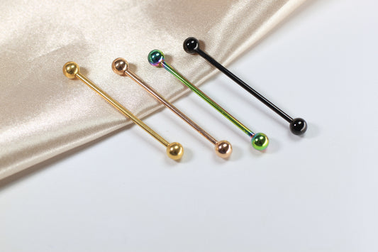 Titanium Industrial Barbell Piercing.