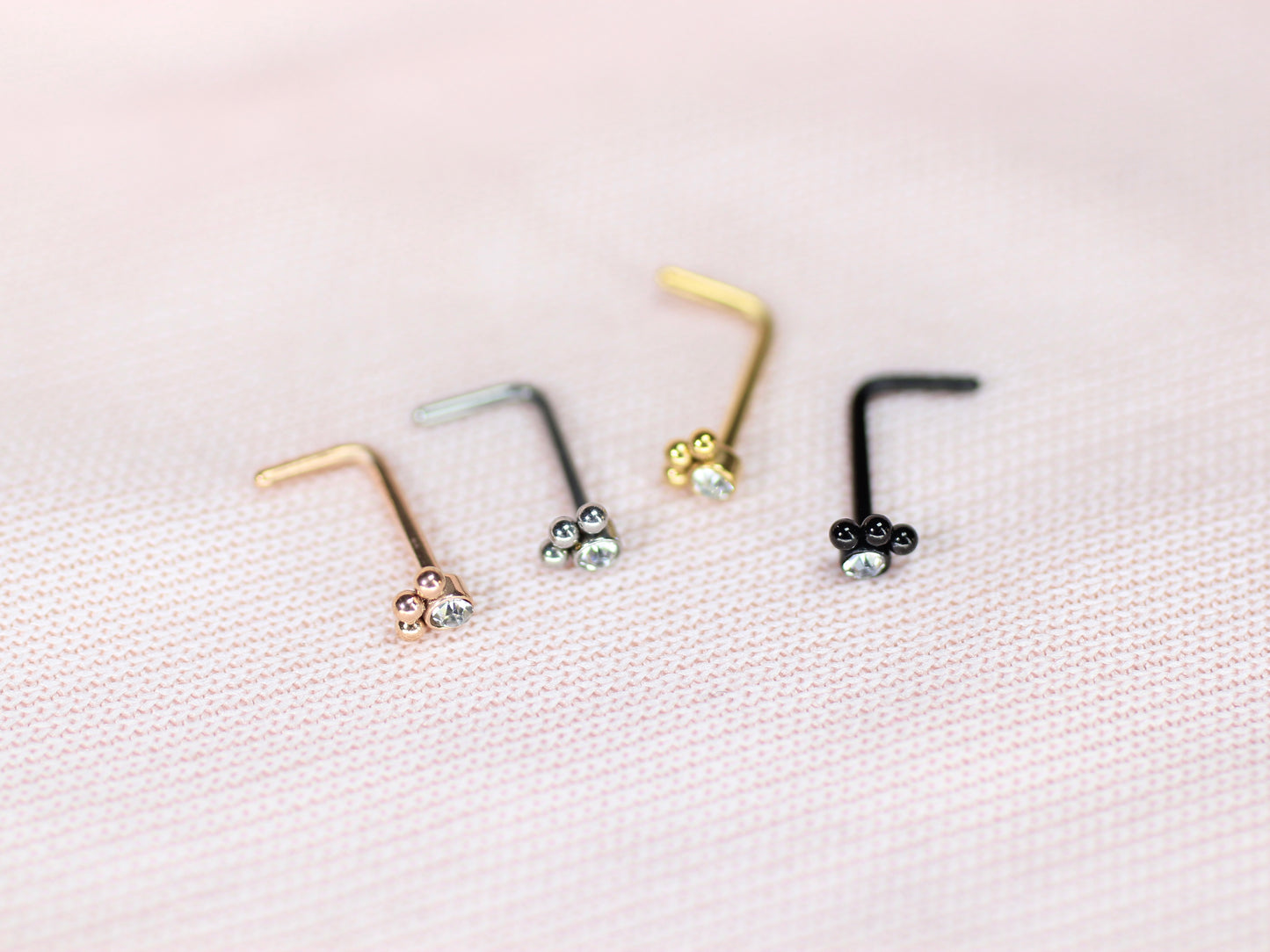 20G Paw Nose Stud – L Shape Nose Piercing Ring, Dainty Paw Print Nose Stud Jewelry.