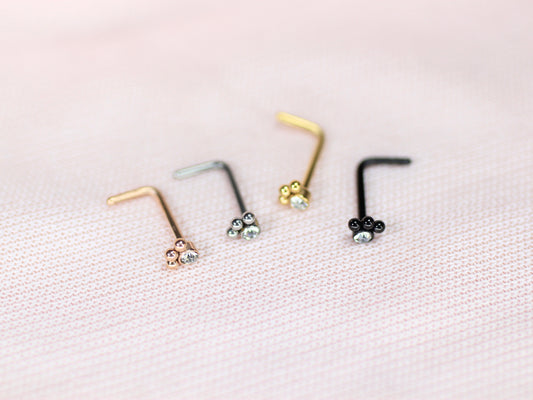 20G Paw Nose Stud – L Shape Nose Piercing Ring, Dainty Paw Print Nose Stud Jewelry.