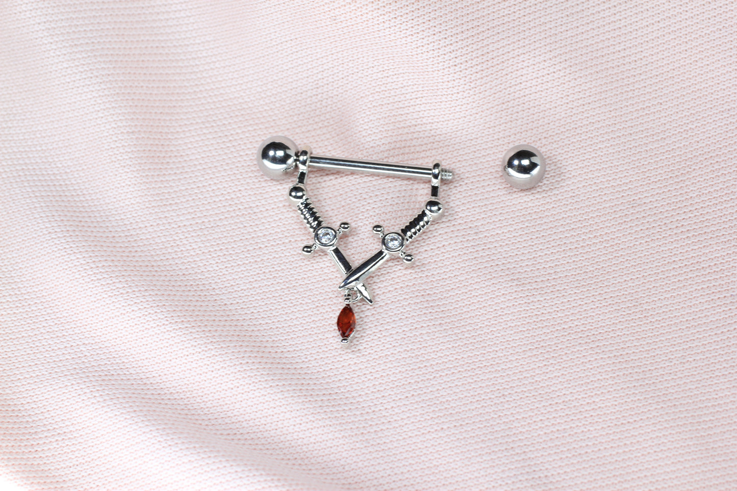 14G Silver Dagger Nipple Barbell – Dangling Sword Nipple Piercing Jewelry | Minimalist Body Jewelry.