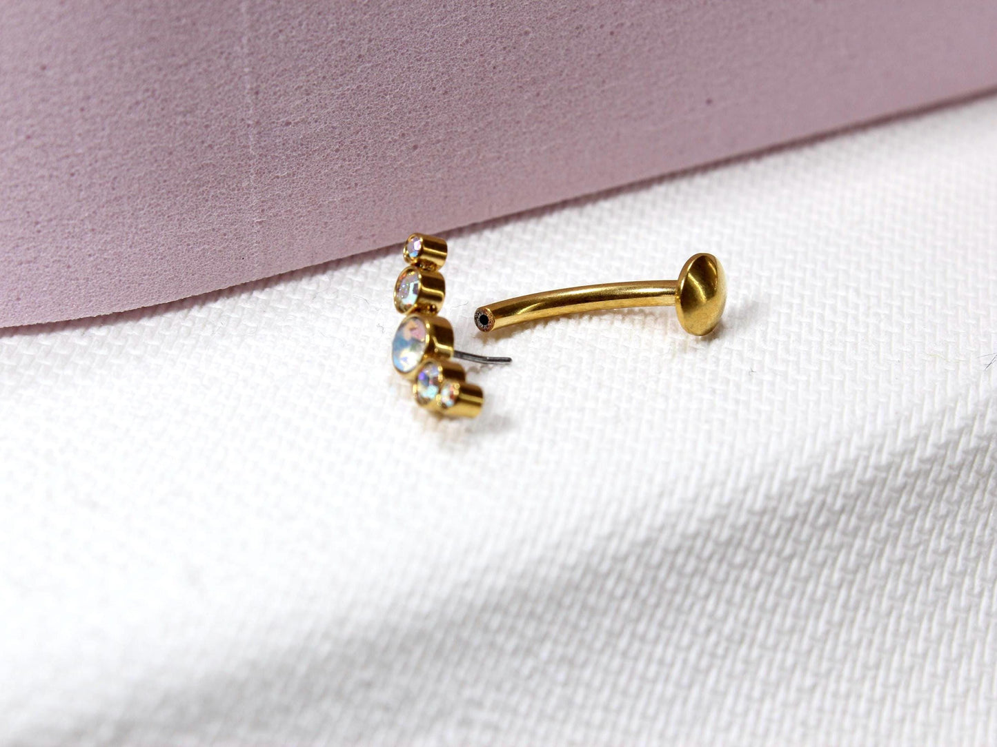 Gold 14G Threadless Belly Ring with Sparkling Top – Push-In Navel Piercing