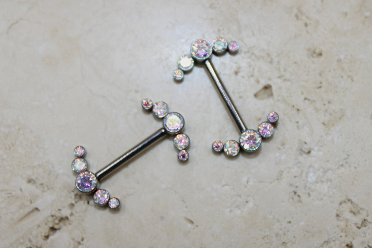 Internally Threaded Titanium Nipple Ring, 14G Sparkle Bezel Multicolor Gem Nipple Piercing Jewelry Comfortable Fit Body Piercing Jewelry