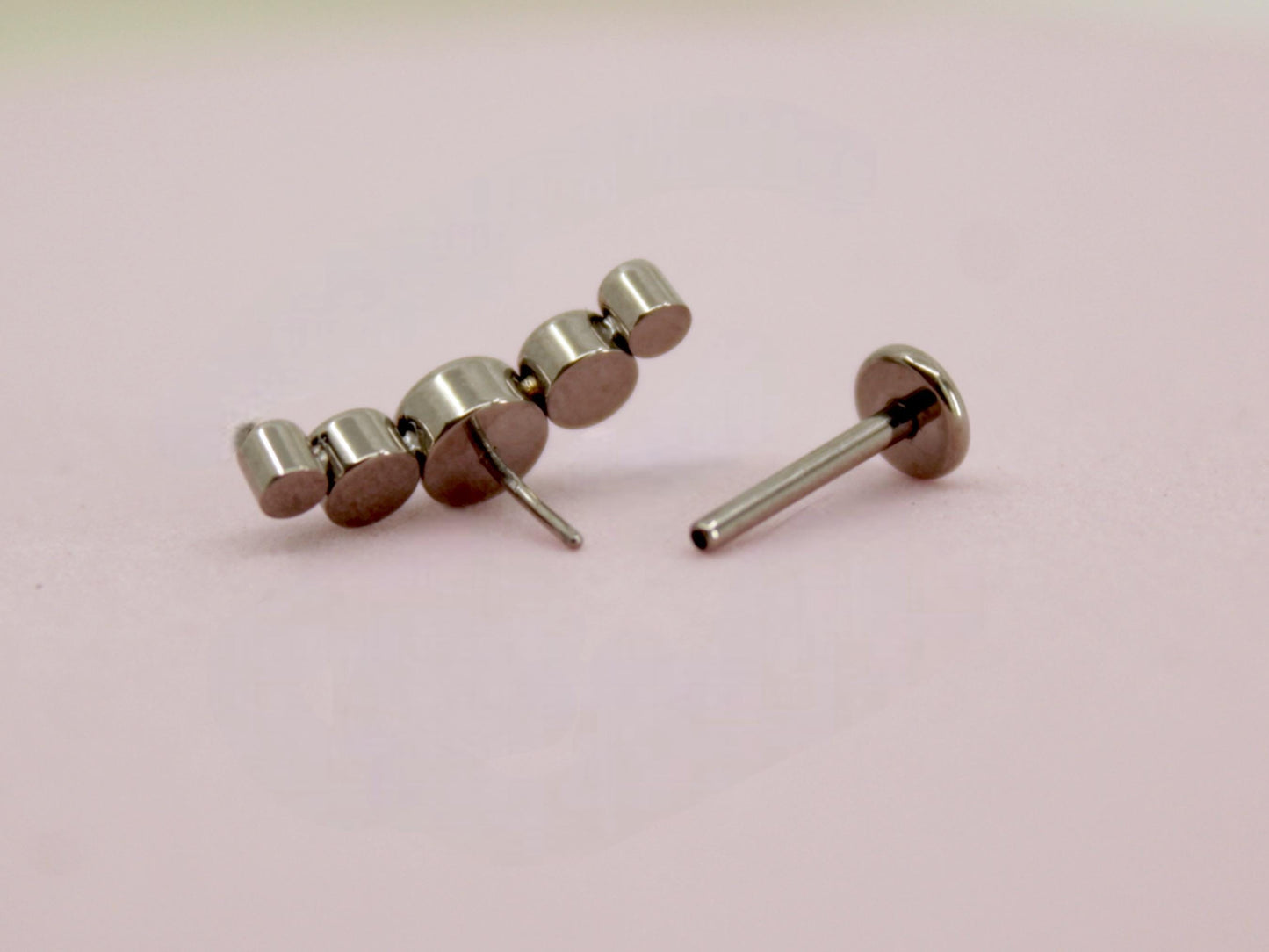 Titanium Threadless Silver Flat Back Earring, 18G Push In Labret Monroe Piercing,8mm Cartilage Piercing,Conch Piercing, Ear Piercing Jewelry