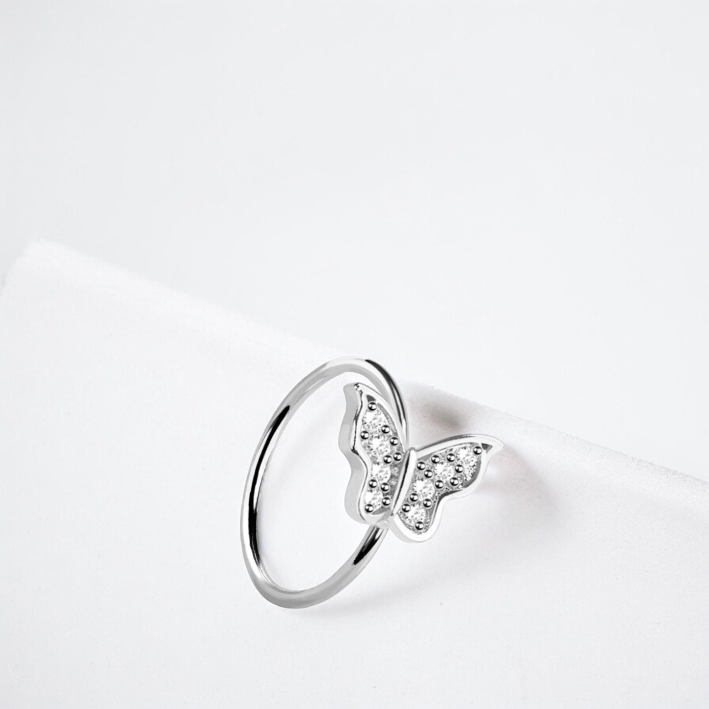 20G Dainty Butterfly Nose Ring Hoop – CZ Butterfly Bendable Nose Hoop, Surgical Steel Nose Piercing Jewelry