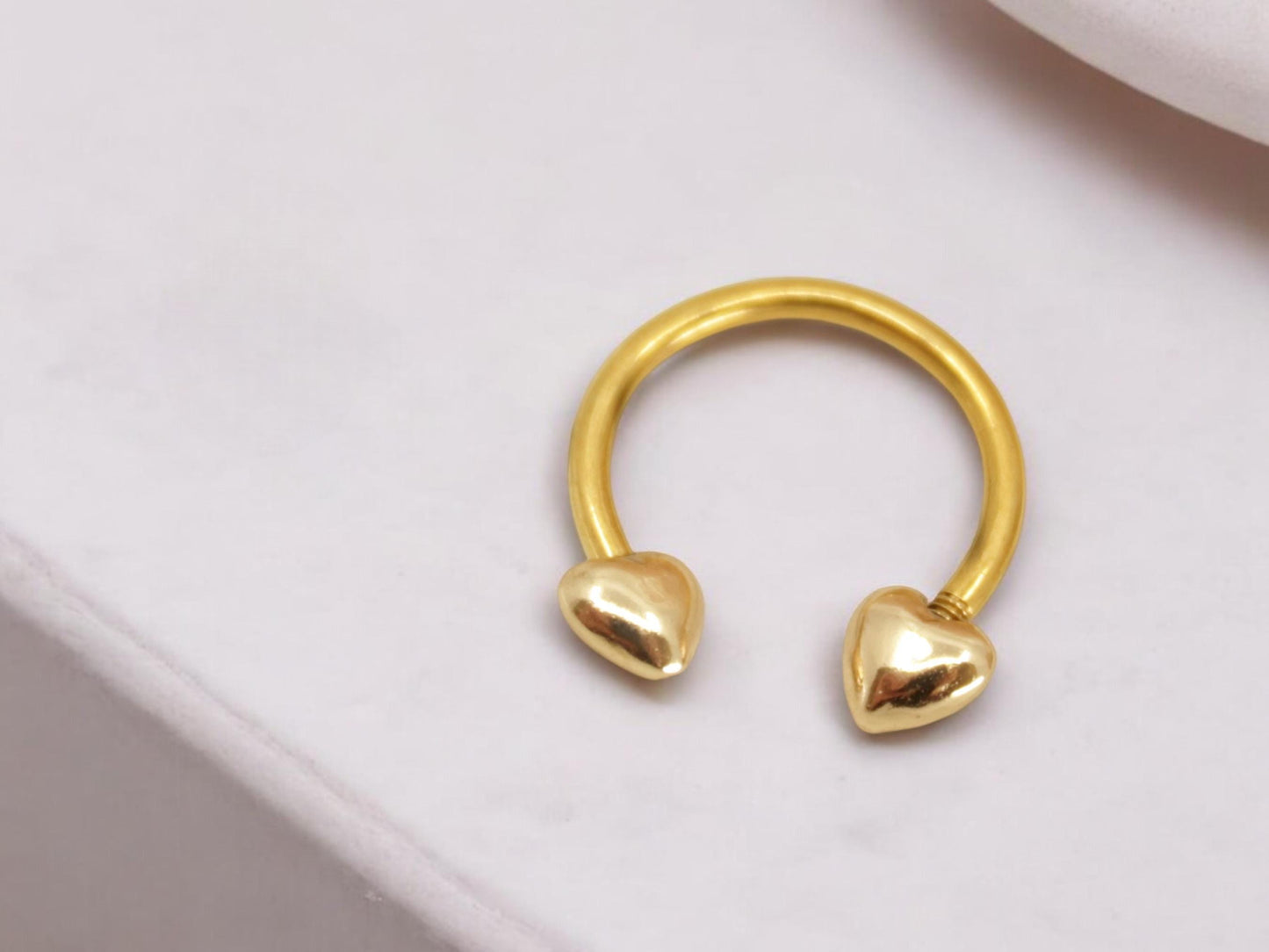 16G Heart Horseshoe Septum Ring, Gold Heart Septum Ring Piercing, Minimalist 10mm Septum Horseshoe Ring Jewelry, Nose Piercing  Body Jewelry