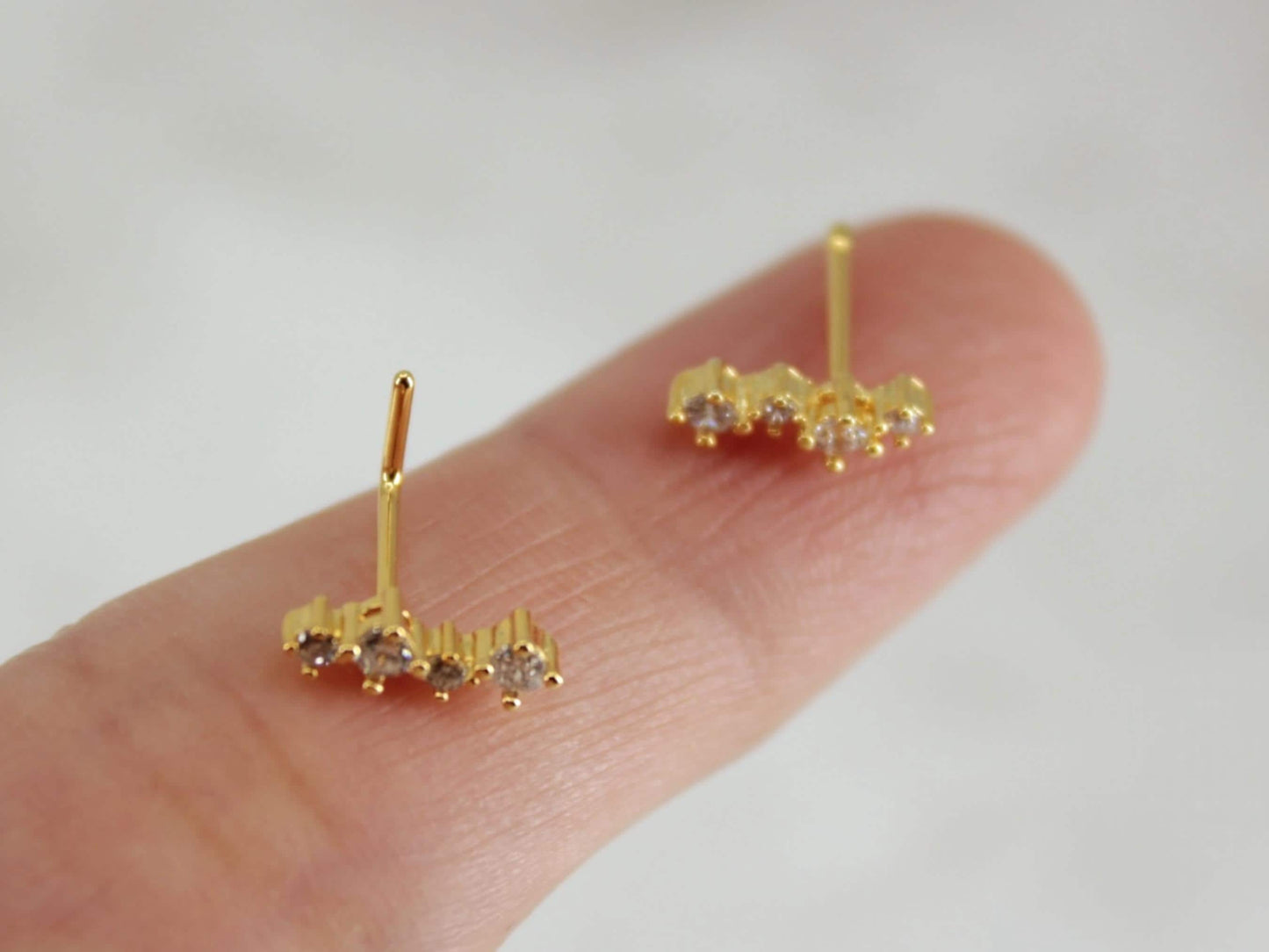 Gold Nose Stud, 20g Thin Zig Zag Gem Decor Nose Bone Stud L Shape Nose Piercing Stud, 20g Gold Nose Piercing Jewelry