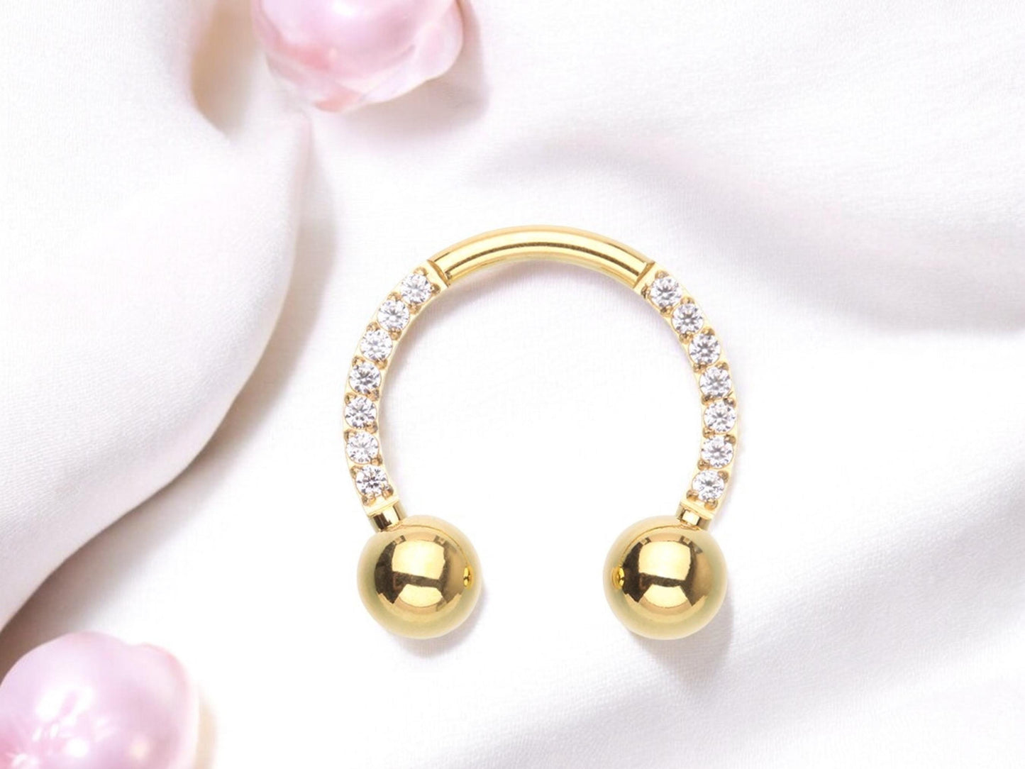 16g Gold Horseshoe Septum Ring, Implant Grade Titanium Septum Piercing, Dainty Nose Jewelry, Hypoallergenic Body Jewelry.