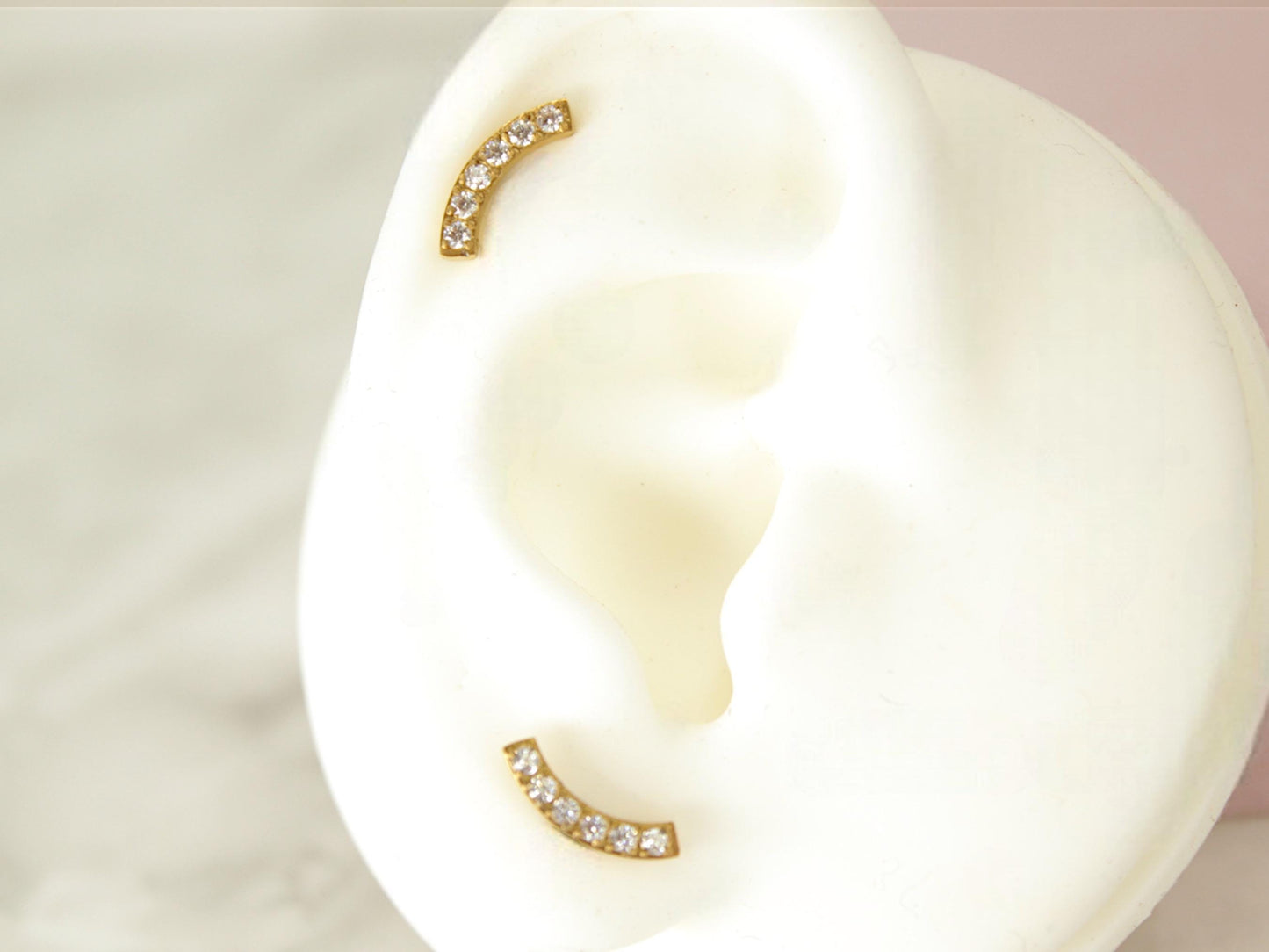 Gold Cartilage Flat Back Stud with Stones.
