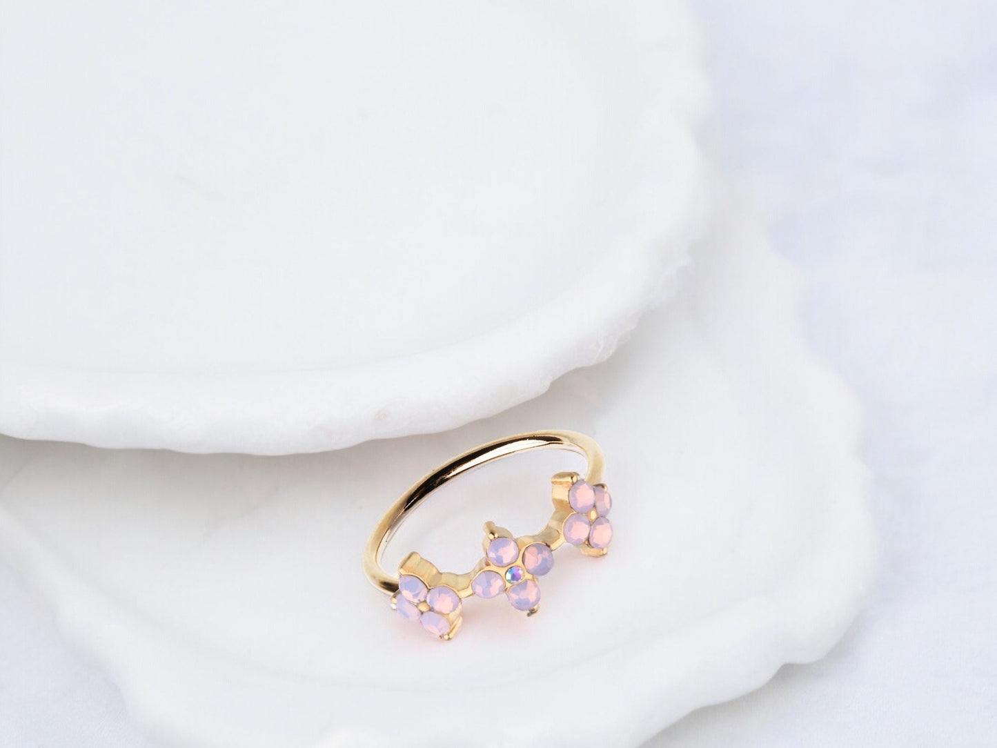 20g Pink Opal Flower Decor Bendable Nose Ring. Cute Gold Nose Ring Jewelry. Nose piercing. Nose jewelry.