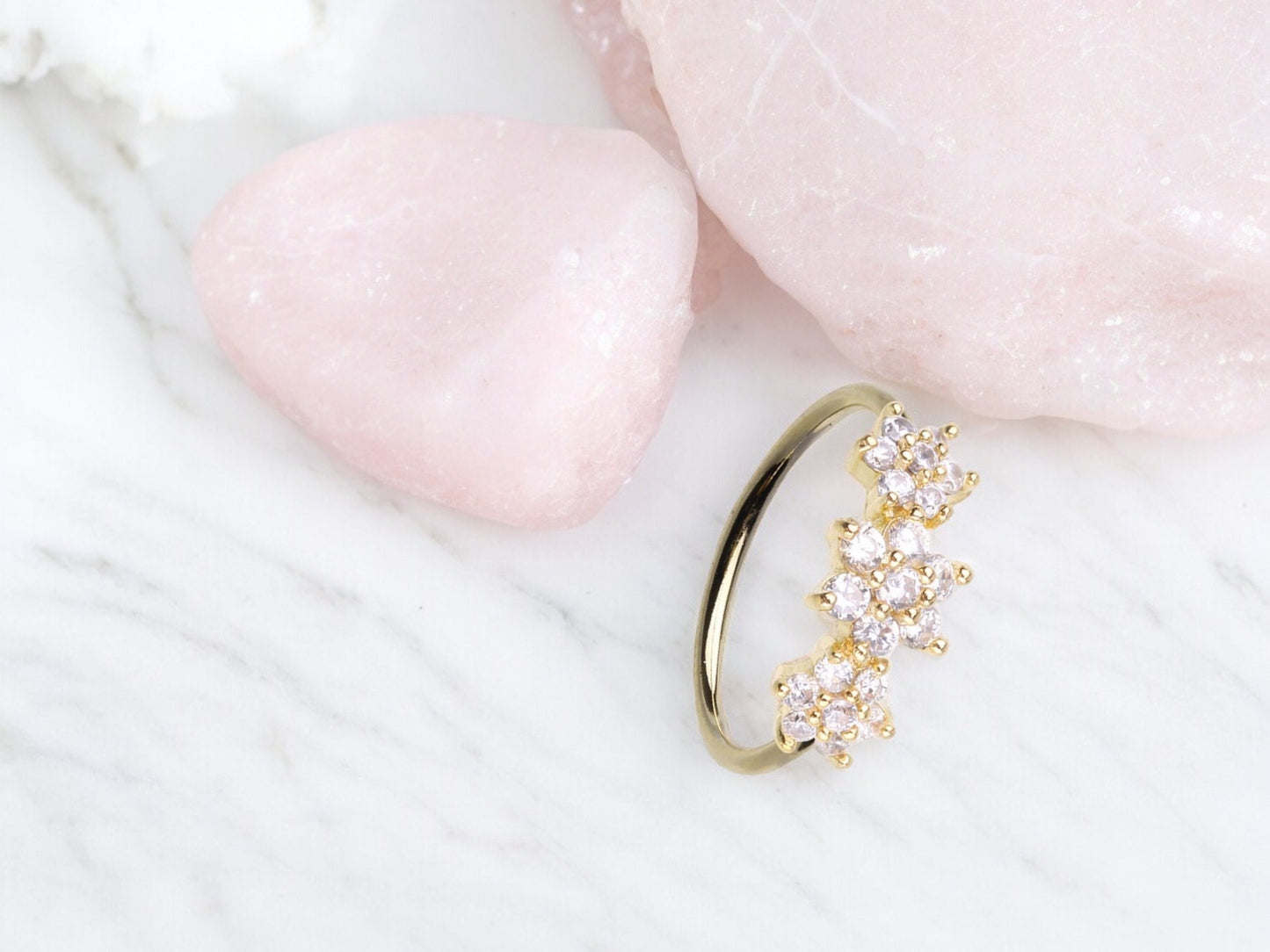 20g Gold Dainty Floral Nose Hoop Ring. Dainty Sparkling Floral Gems Bendable Nose Ring. Nose Piercing Jewelry. Body Jewelry