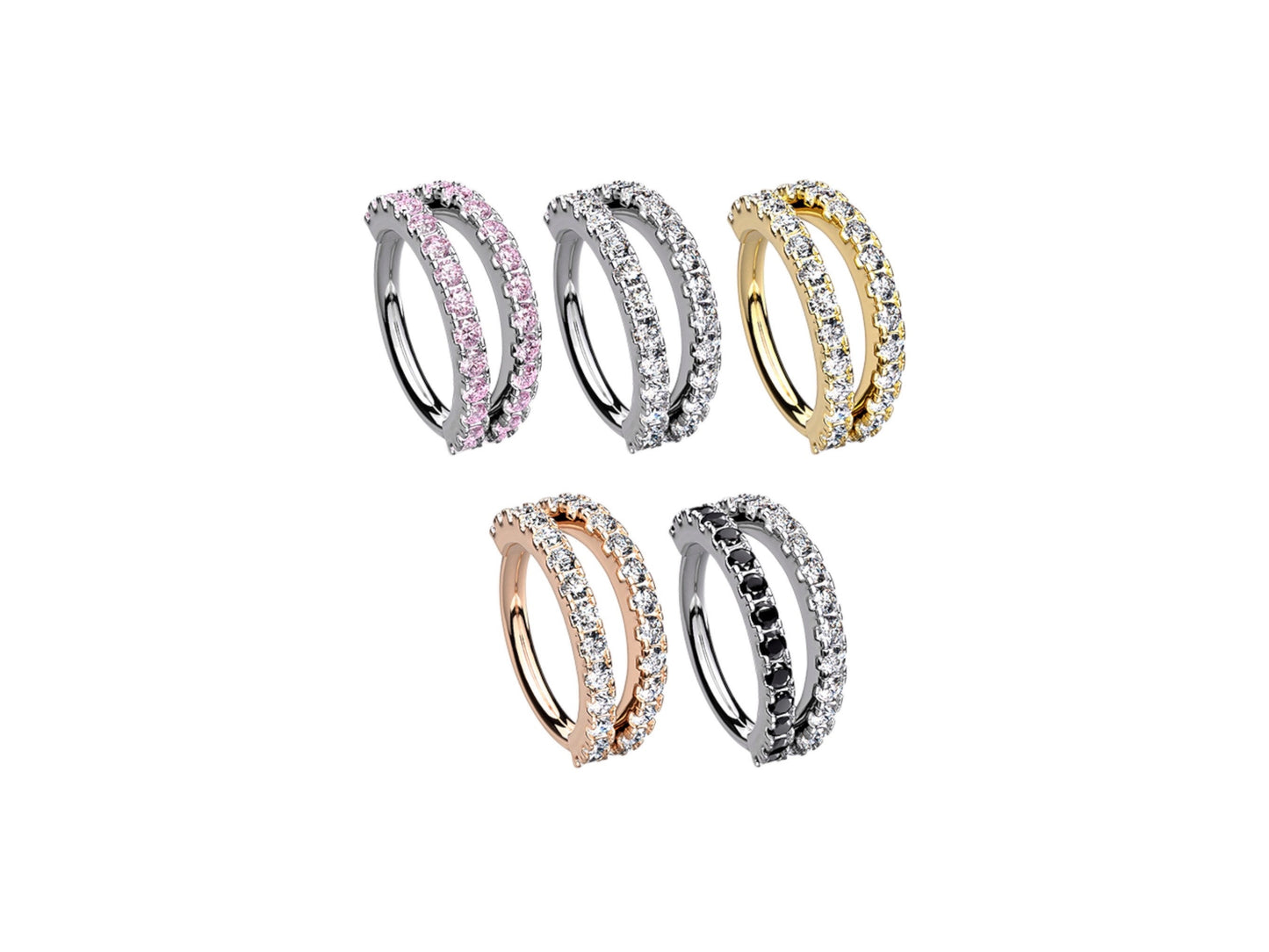 Double Line Cz Bendable Nose Hoop Ring, Thin Snug Fit Nose Piercing Hoop Ring Jewelry, Multipurpose Various Piercings Hoop Ring Various